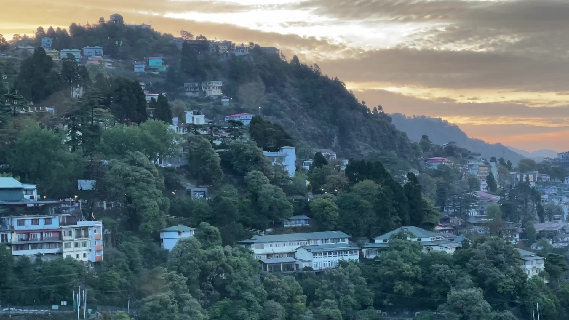 Sunrise over the hill station of Mussoorie