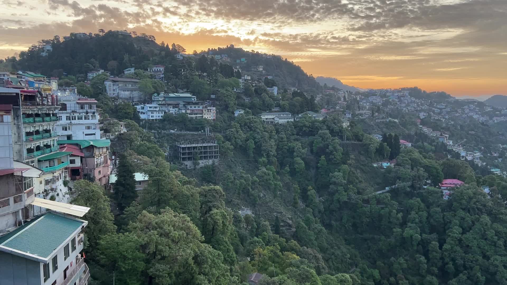 Sunrise over the hill station of Mussoorie