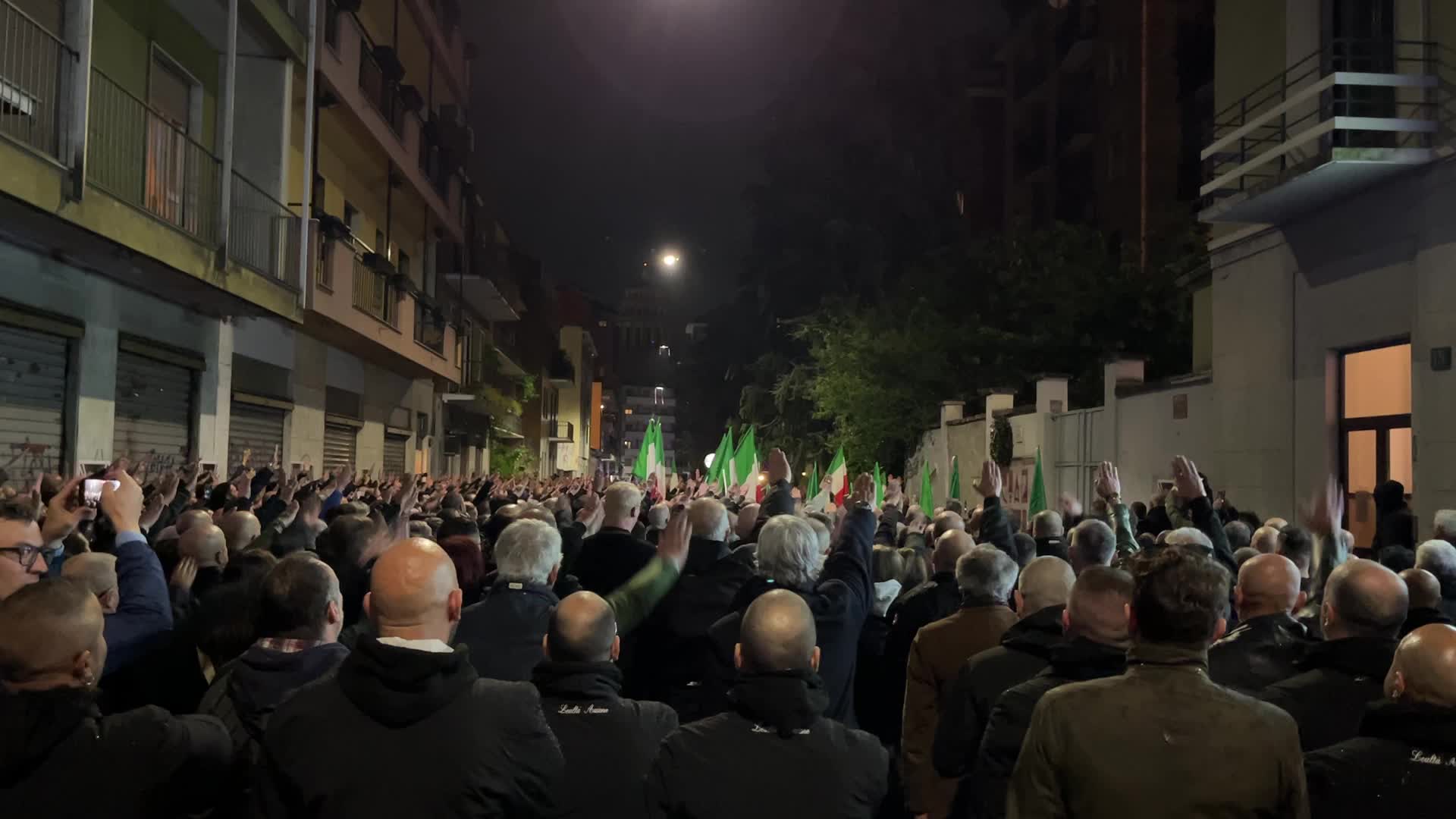 The torchlight procession organized by far-right formations in commemoration of Sergio Ramelli, Carlo Borsani and Enrico Pedenovi in Milan
