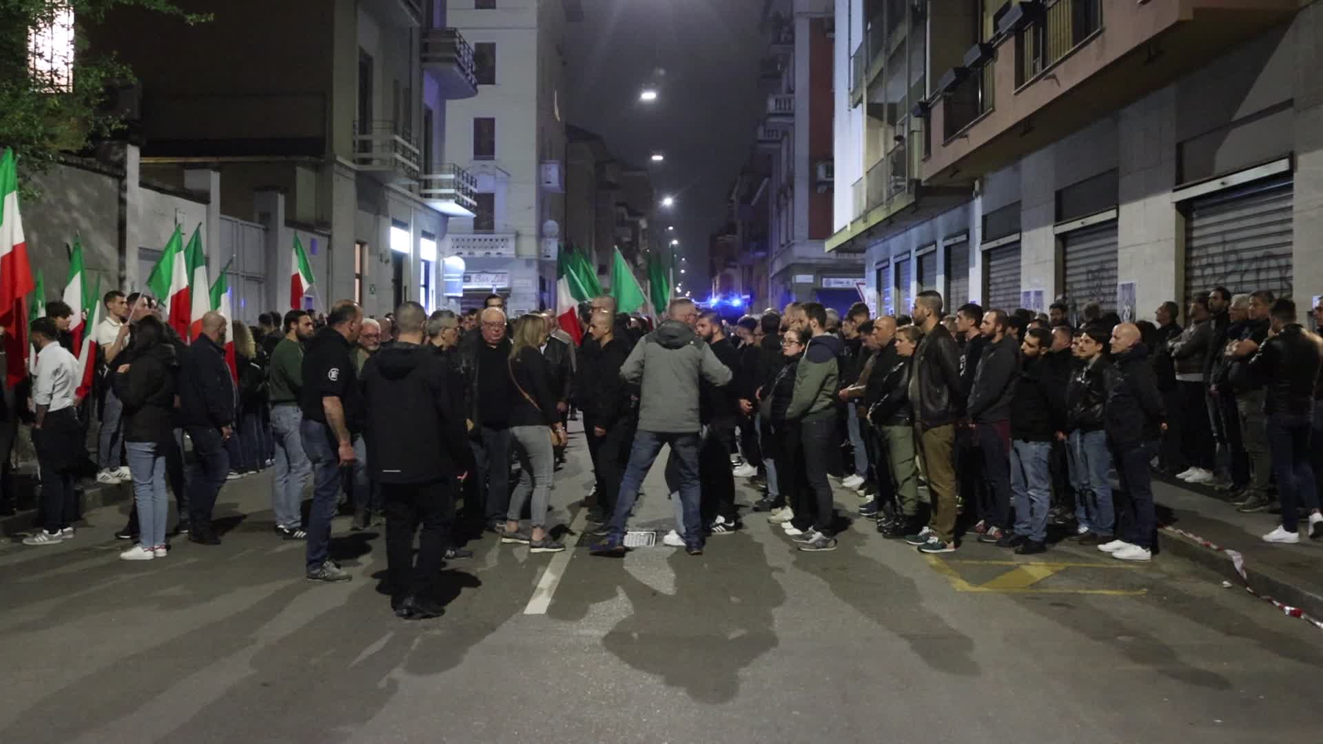 The torchlight procession organized by far-right formations in commemoration of Sergio Ramelli, Carlo Borsani and Enrico Pedenovi in Milan