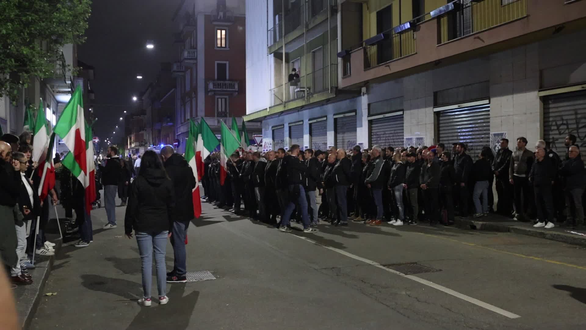 The torchlight procession organized by far-right formations in commemoration of Sergio Ramelli, Carlo Borsani and Enrico Pedenovi in Milan