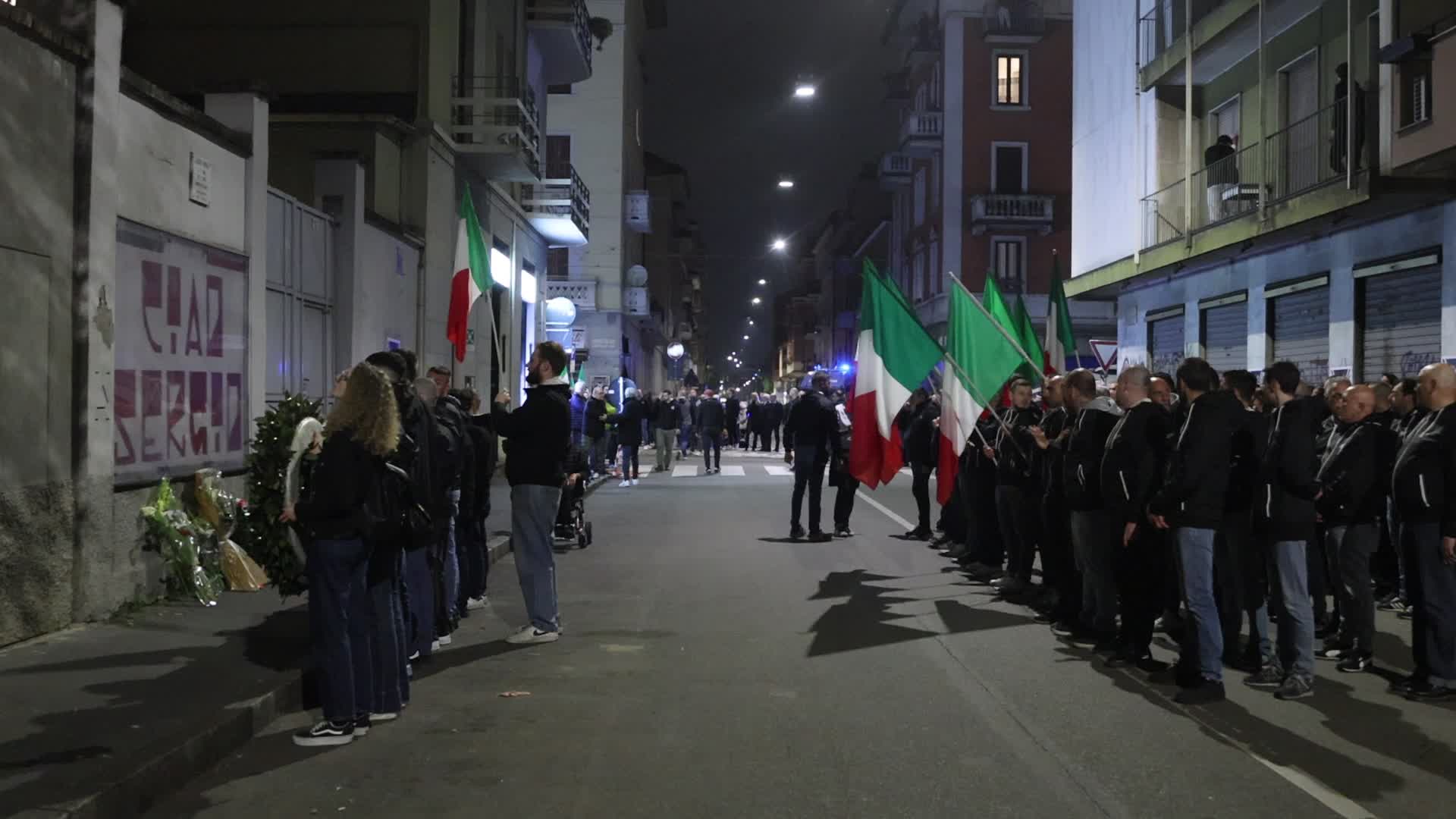 The torchlight procession organized by far-right formations in commemoration of Sergio Ramelli, Carlo Borsani and Enrico Pedenovi in Milan