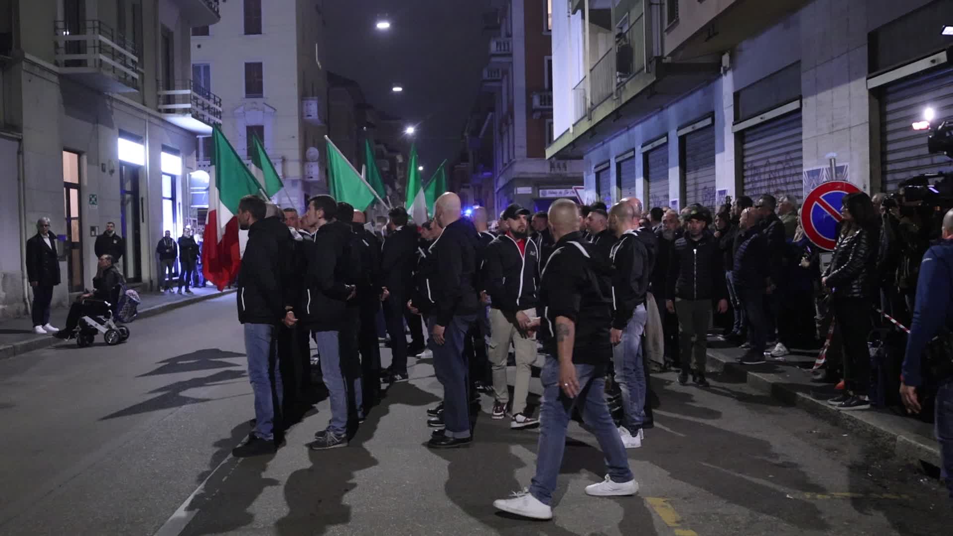 The torchlight procession organized by far-right formations in commemoration of Sergio Ramelli, Carlo Borsani and Enrico Pedenovi in Milan