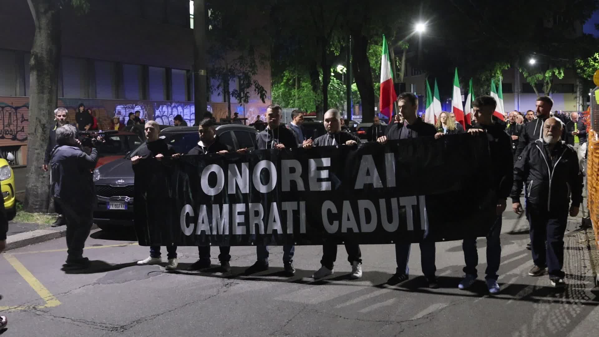 The torchlight procession organized by far-right formations in commemoration of Sergio Ramelli, Carlo Borsani and Enrico Pedenovi in Milan