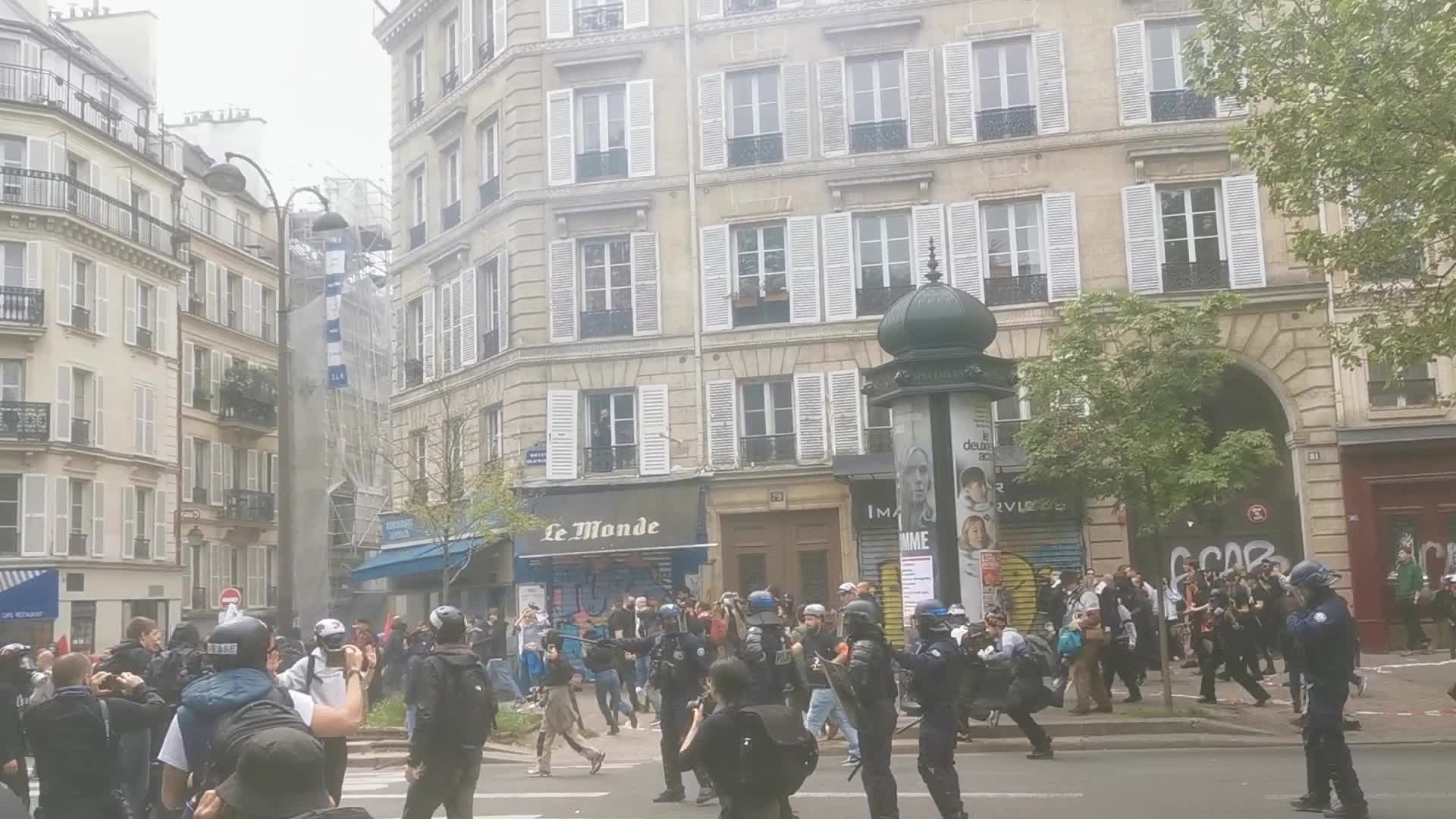 May Day Demonstration Amid Clashes With Riot Police In Paris, France