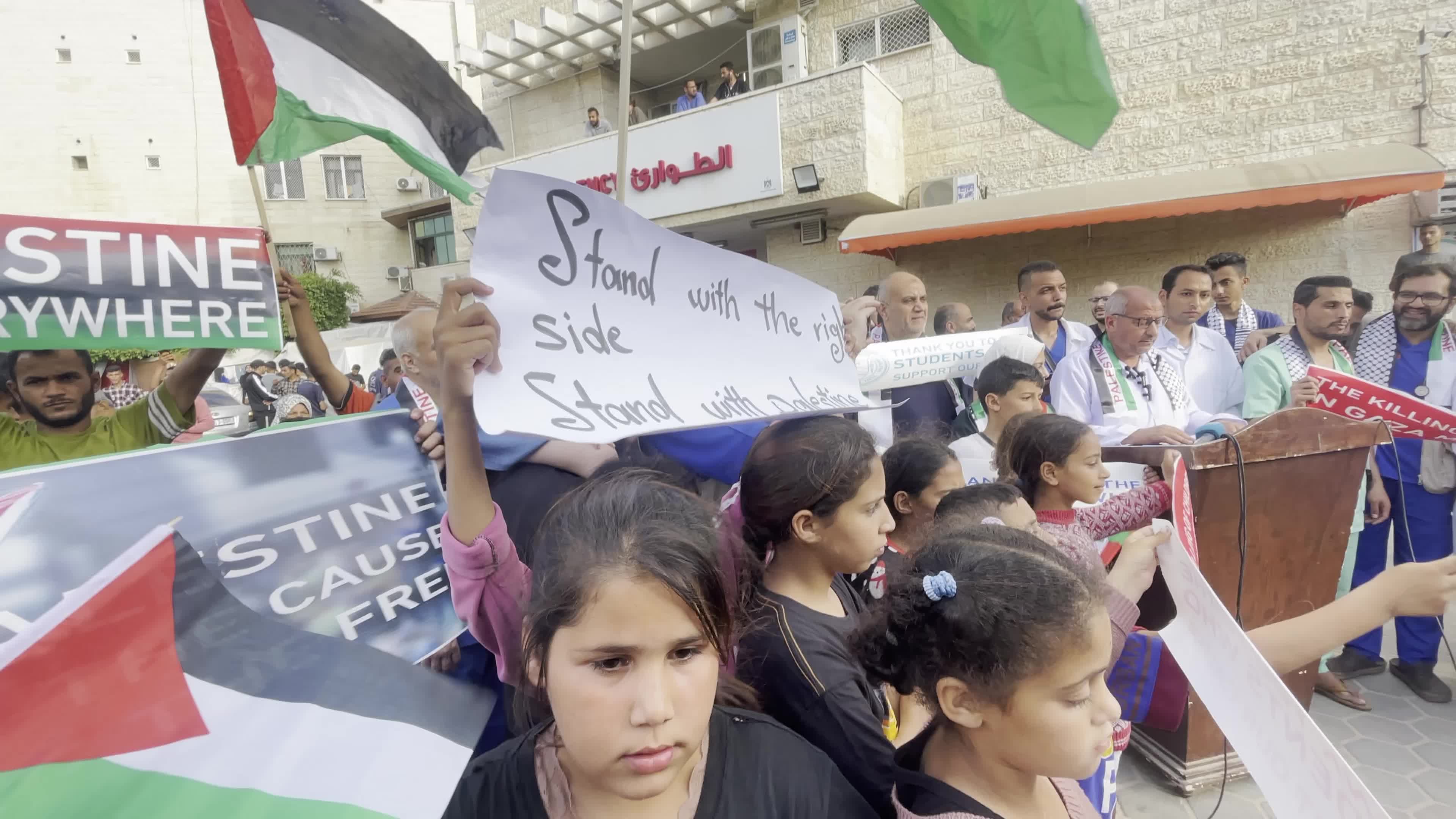 Palestinians Rally in Deir El-Balah to Thank US and Canadian Student Supporters 