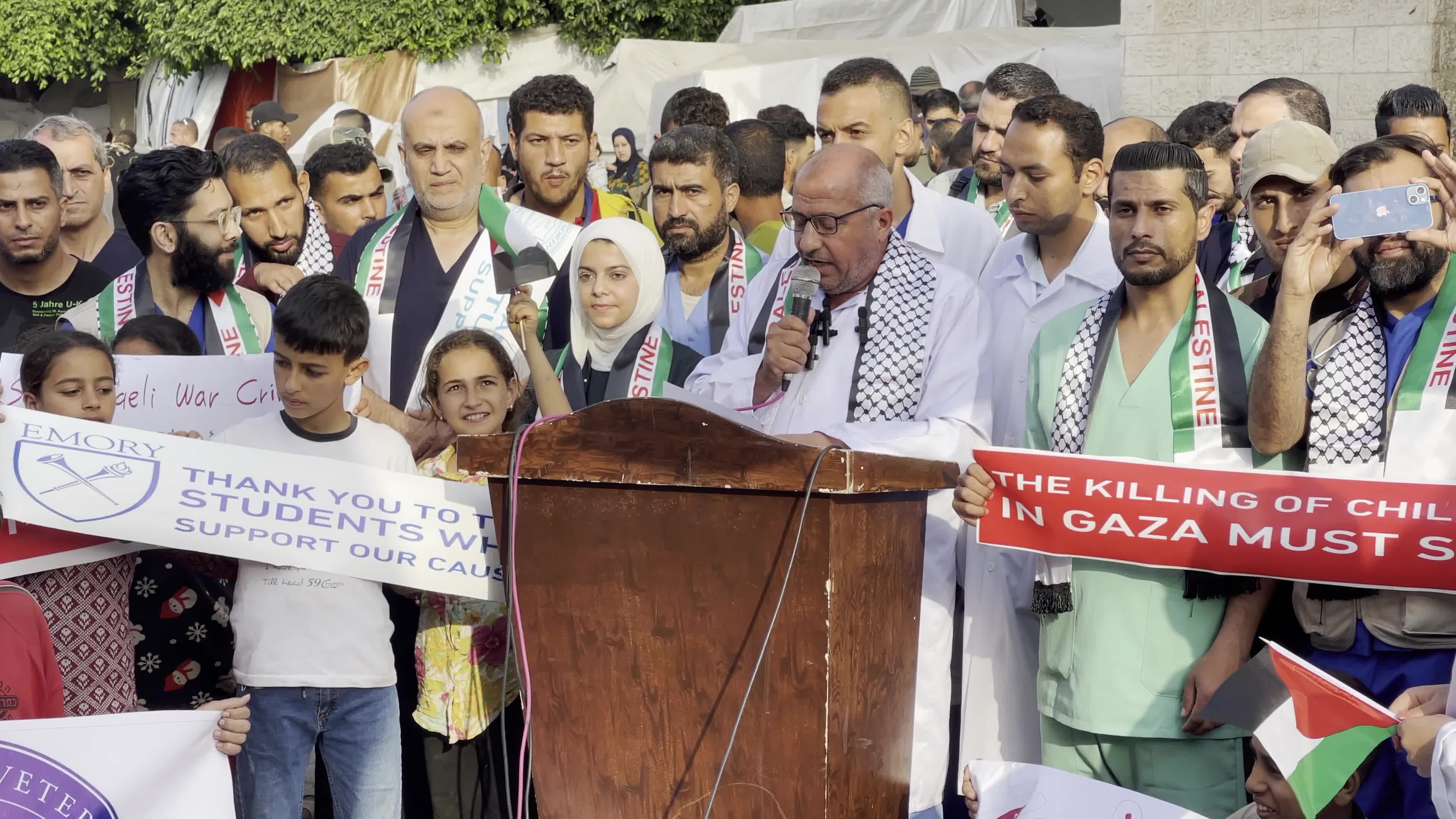 Palestinians Rally in Deir El-Balah to Thank US and Canadian Student Supporters 