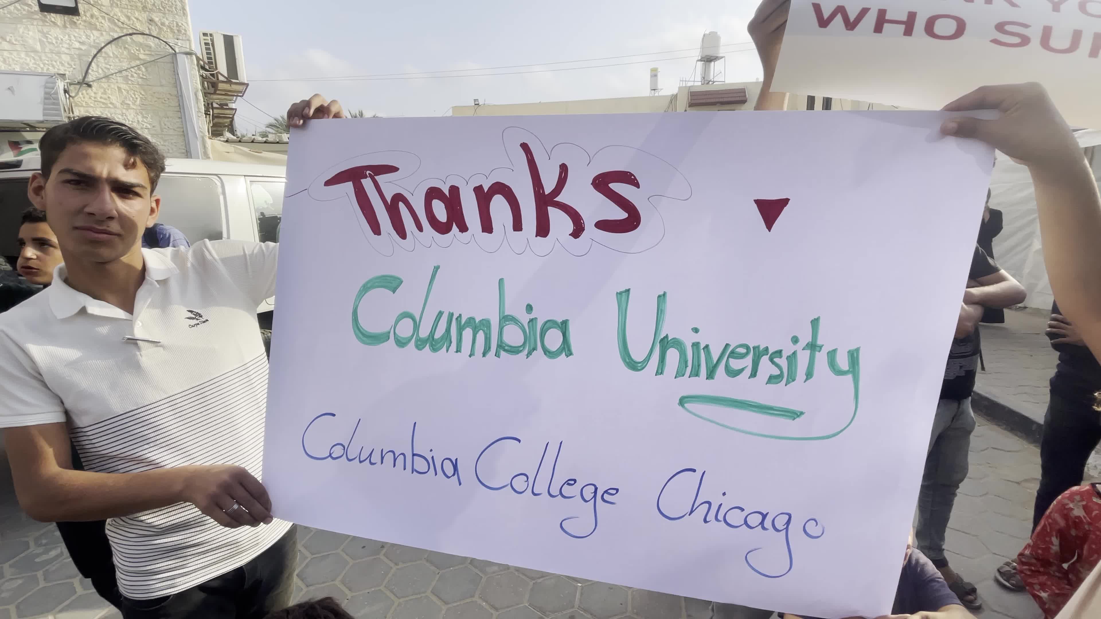 Palestinians Rally in Deir El-Balah to Thank US and Canadian Student Supporters 