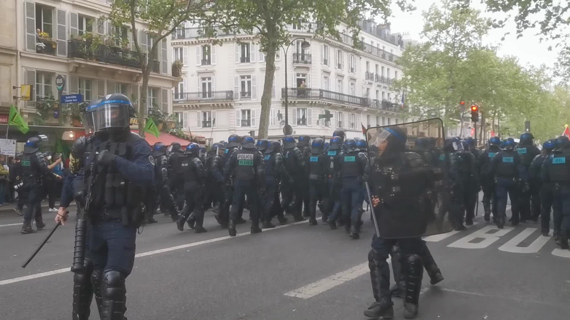 May Day Demonstration Amid Clashes With Riot Police In Paris, France