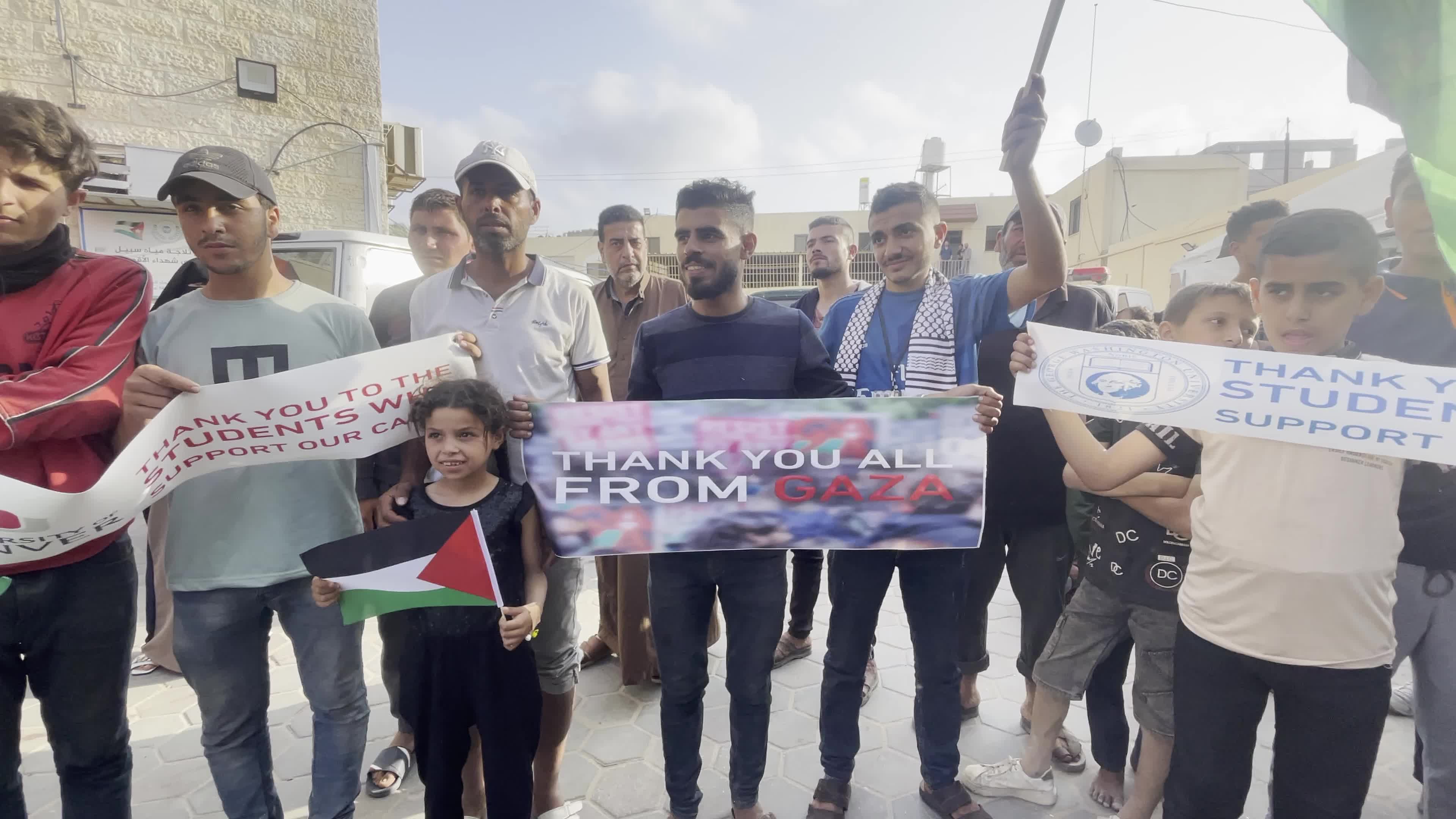 Palestinians Rally in Deir El-Balah to Thank US and Canadian Student Supporters 