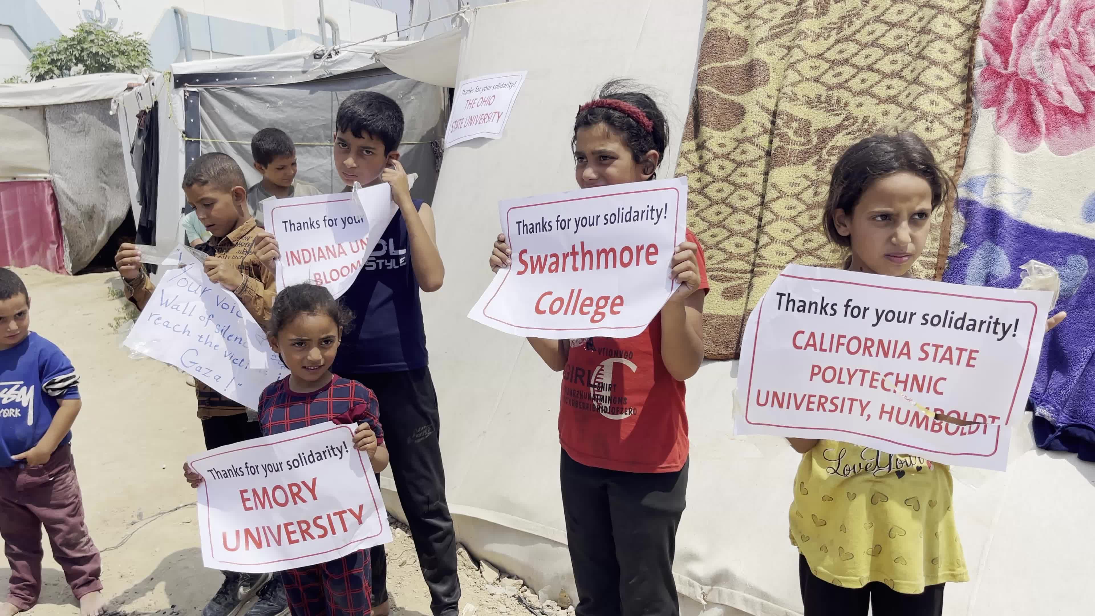 Palestinians Rally in Deir El-Balah to Thank US and Canadian Student Supporters 