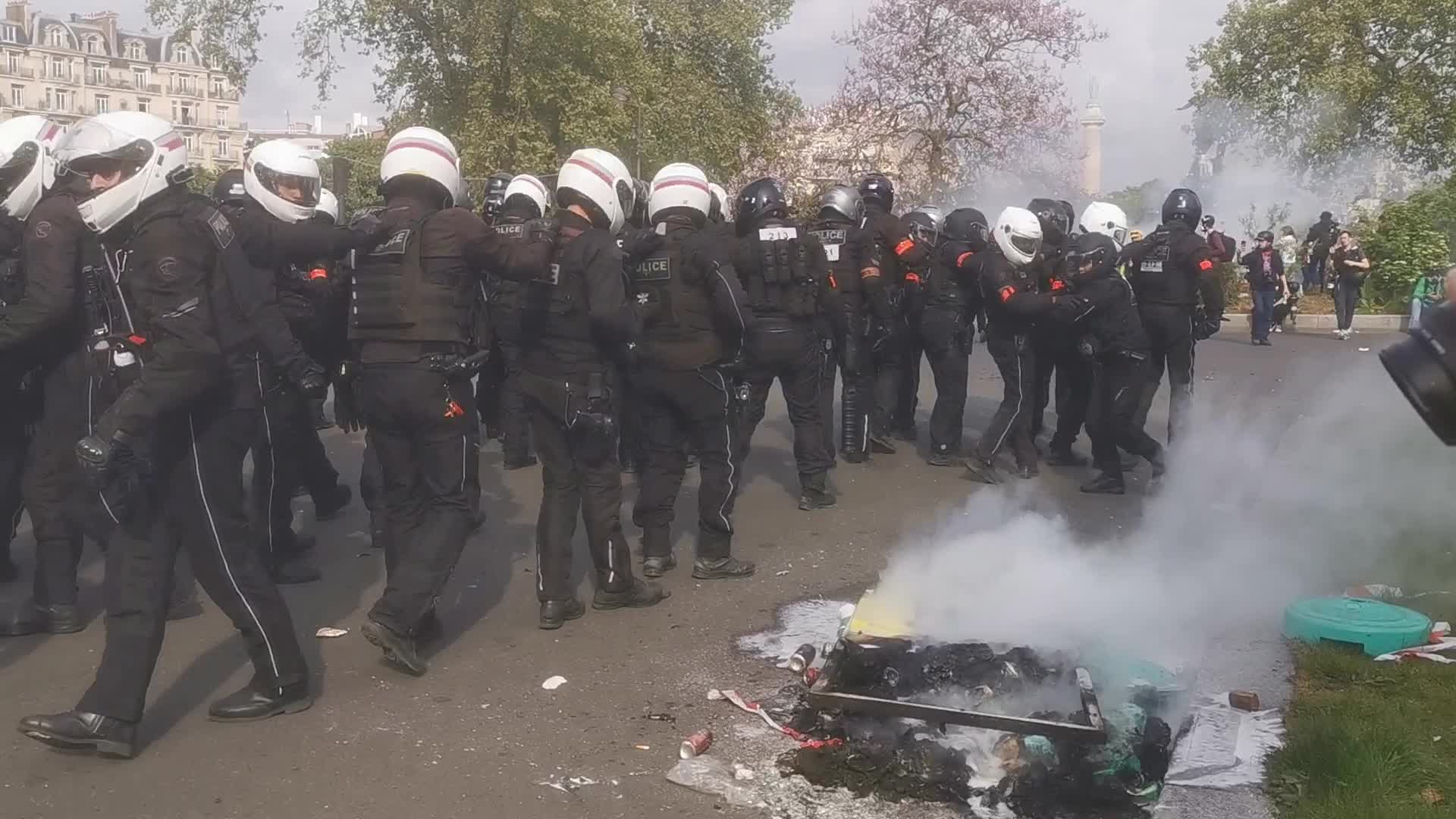 May Day Demonstration Amid Clashes With Riot Police In Paris, France