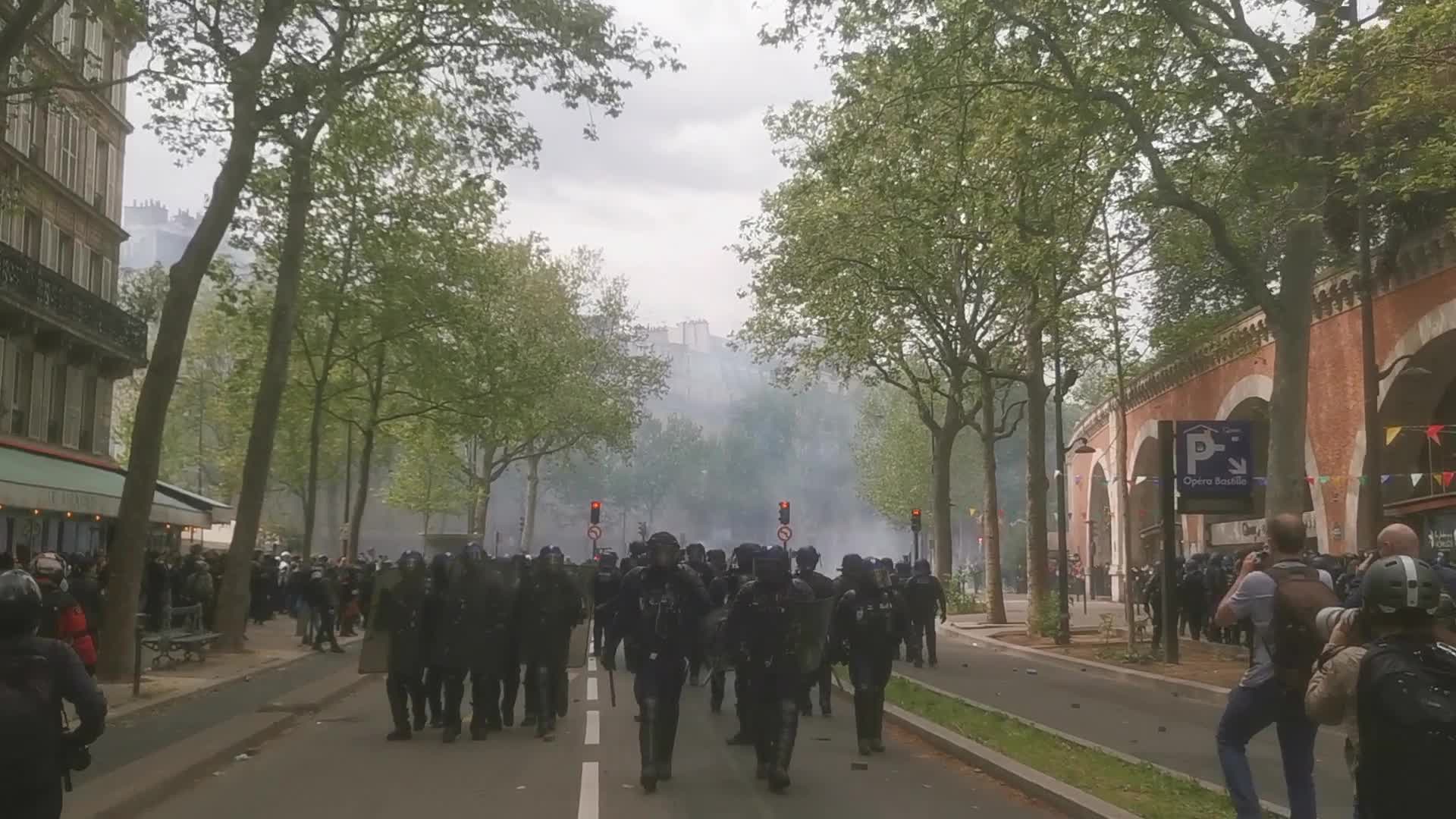 May Day Demonstration Amid Clashes With Riot Police In Paris, France