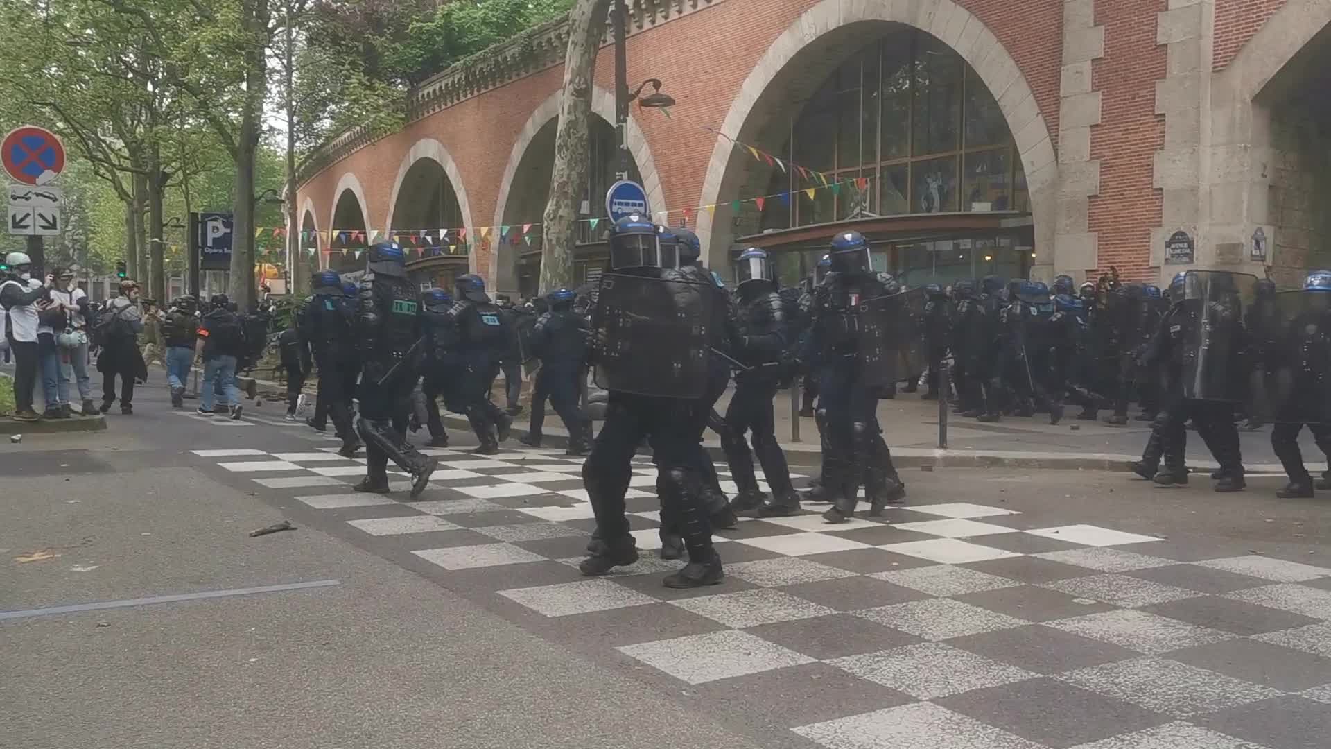 May Day Demonstration Amid Clashes With Riot Police In Paris, France