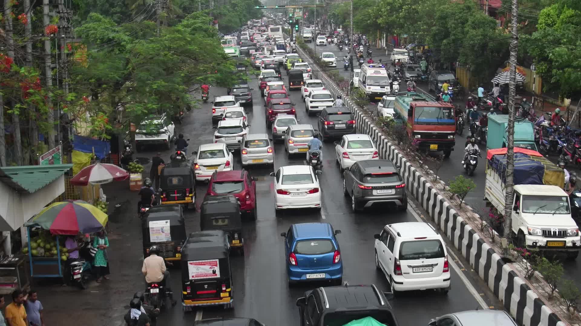Heavy traffic jam in Guwahati , India
