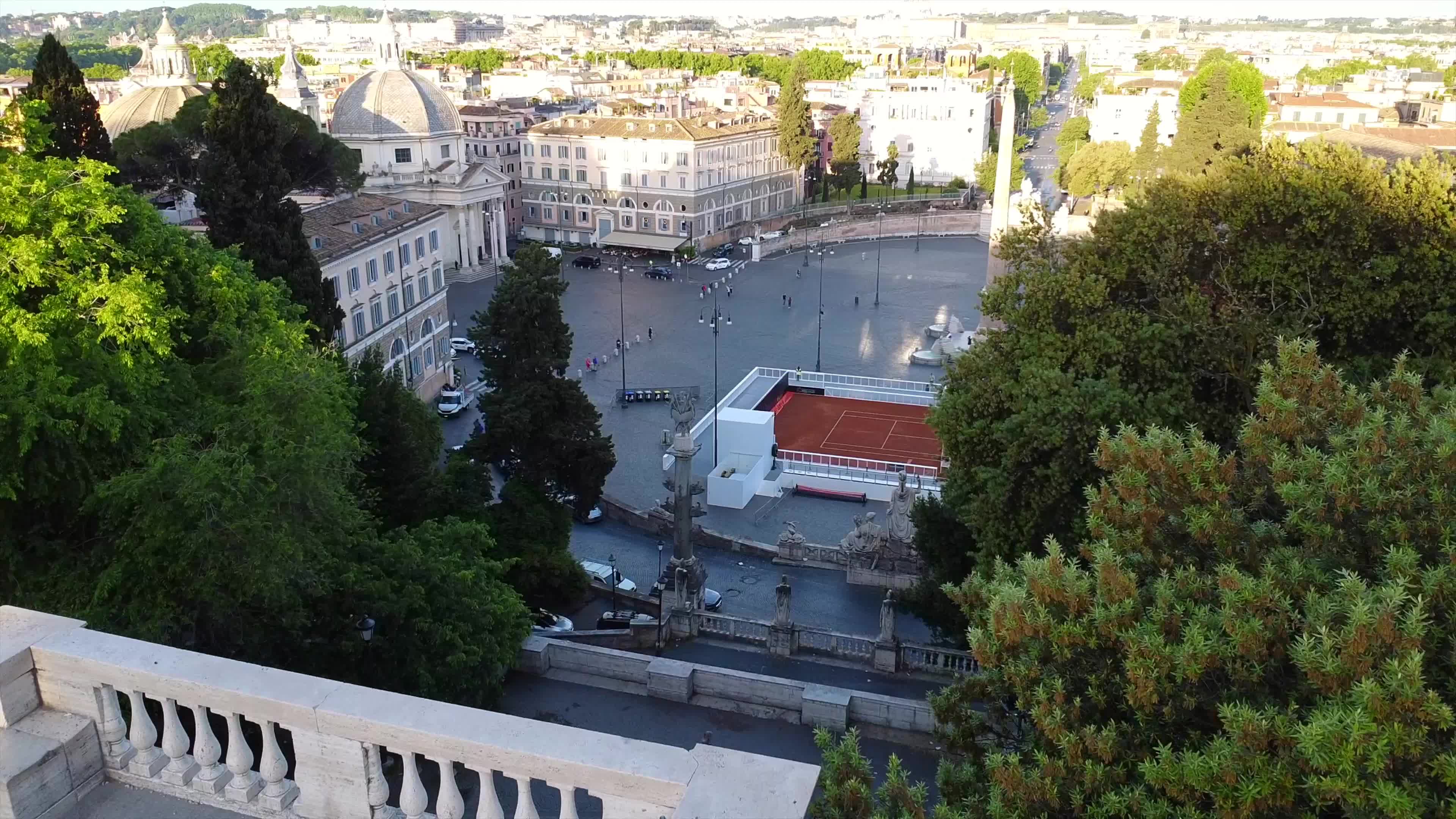 Rome Sets Up Red Clay Court in Piazza del Popolo for Italian Open