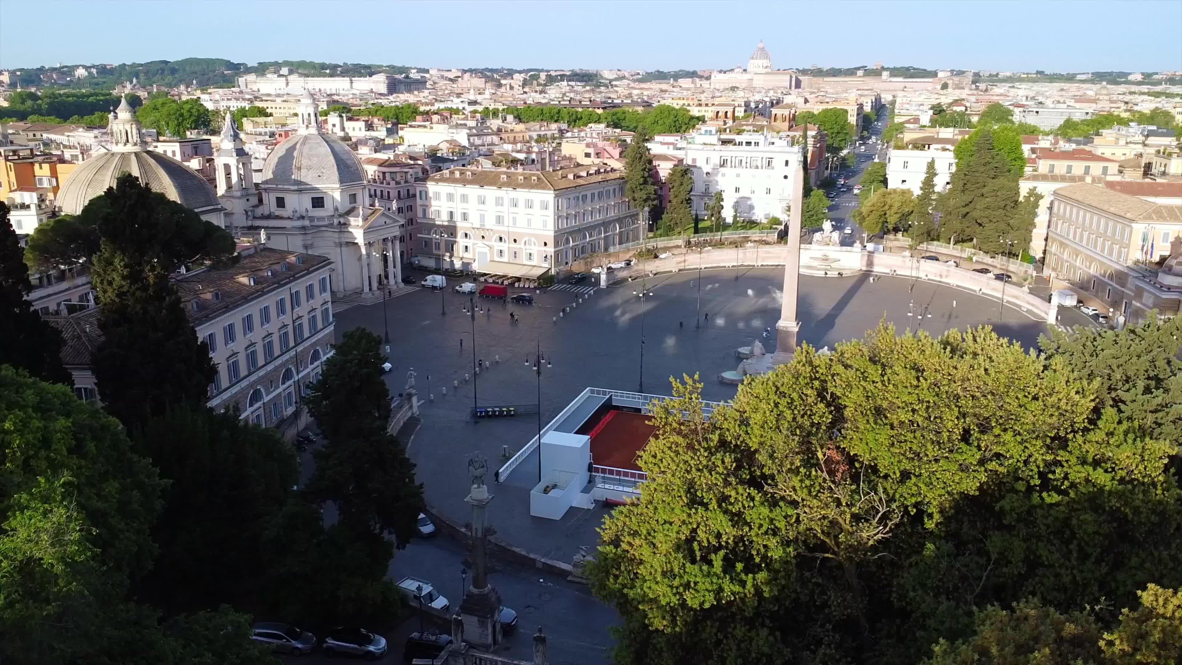 Rome Sets Up Red Clay Court in Piazza del Popolo for Italian Open