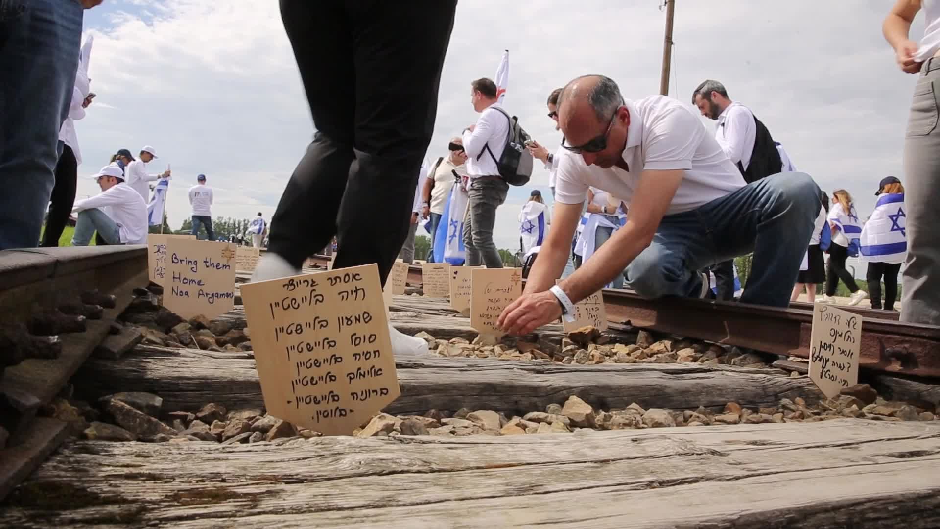 Survivors of Holocaust and October 7 visit Auschwitz for March of the Living