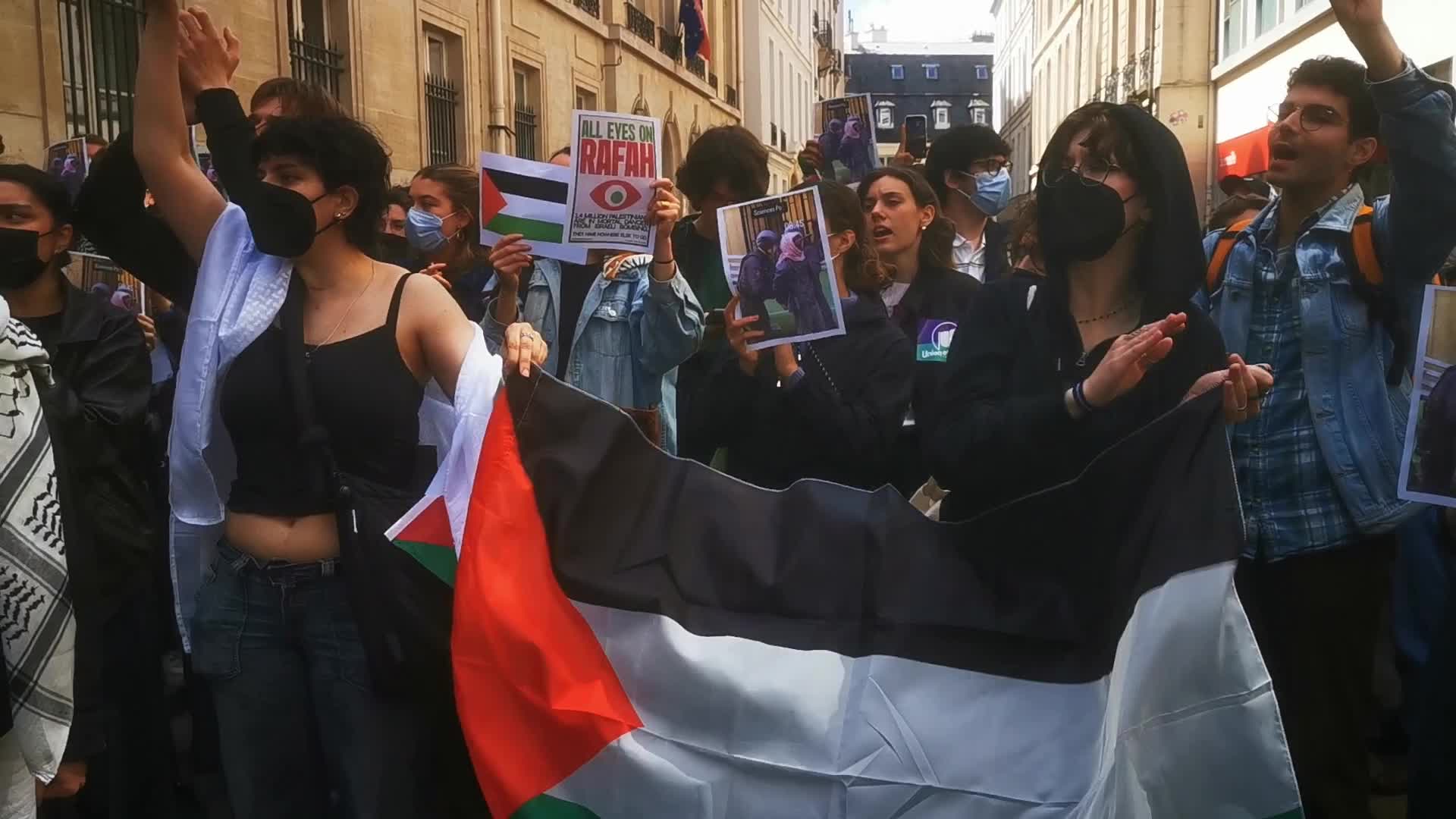Pro Palestinians Students Demonstrate in Paris, France