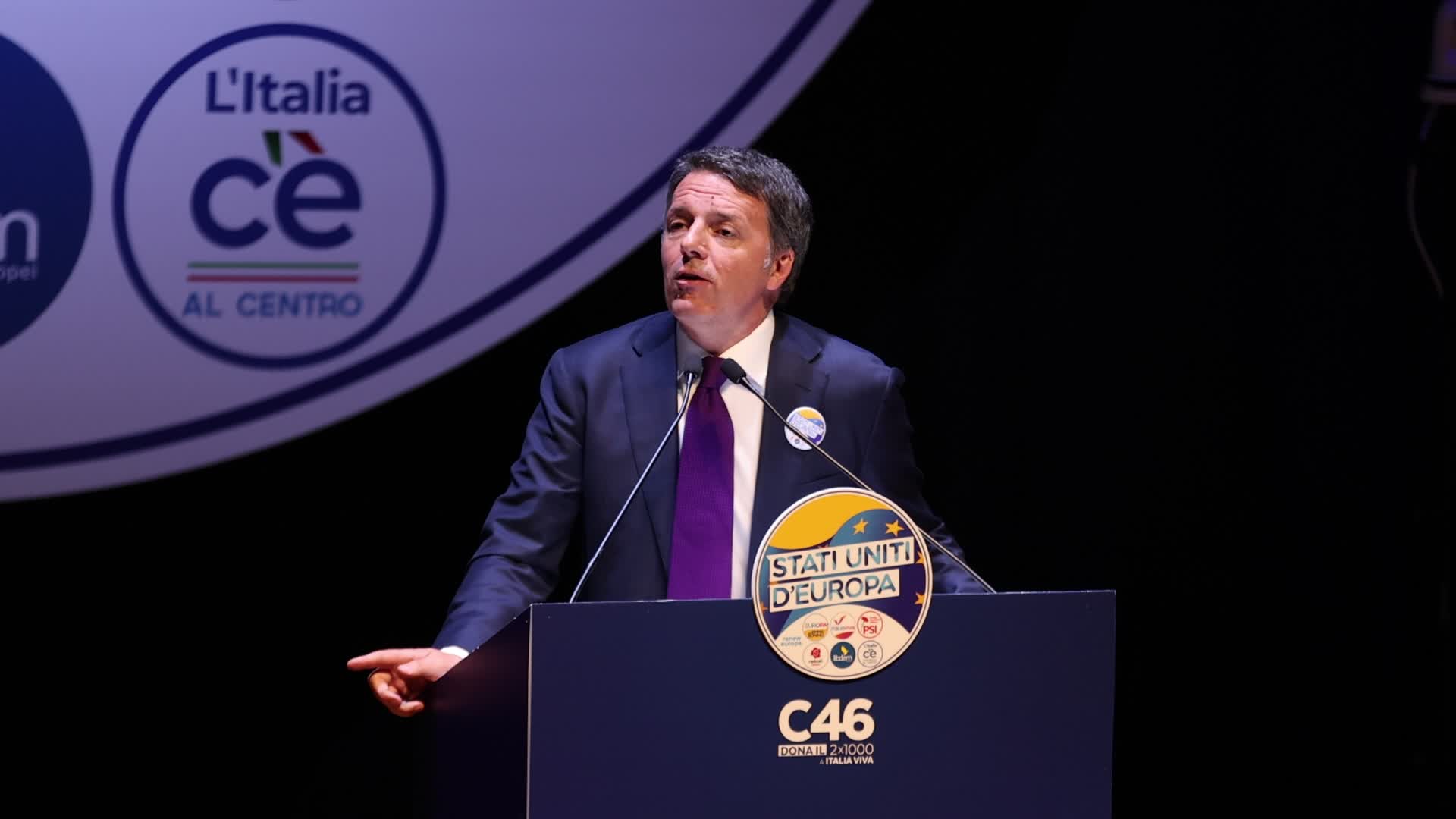 Matteo Renzi presents his candidacy for the European Elections 2024 with the list Stati Uniti d'Europa in Milan