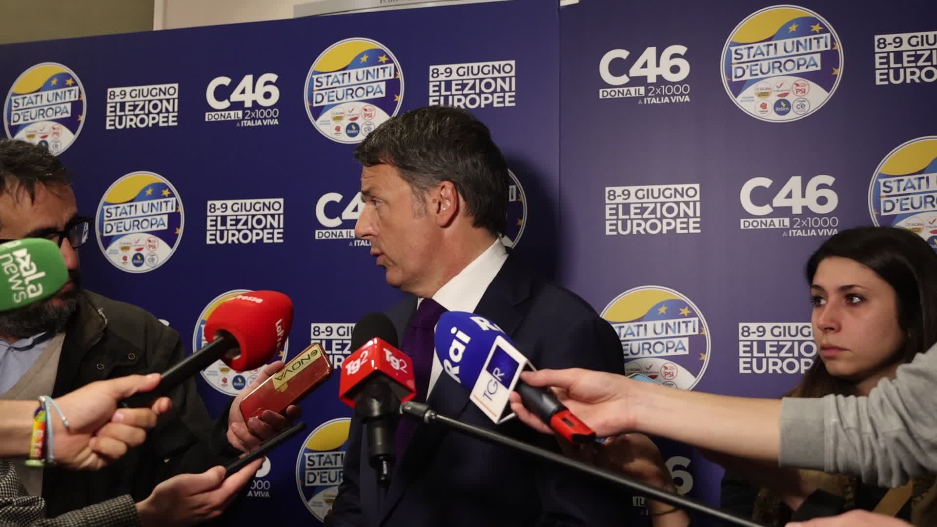 Matteo Renzi presents his candidacy for the European Elections 2024 with the list Stati Uniti d'Europa in Milan