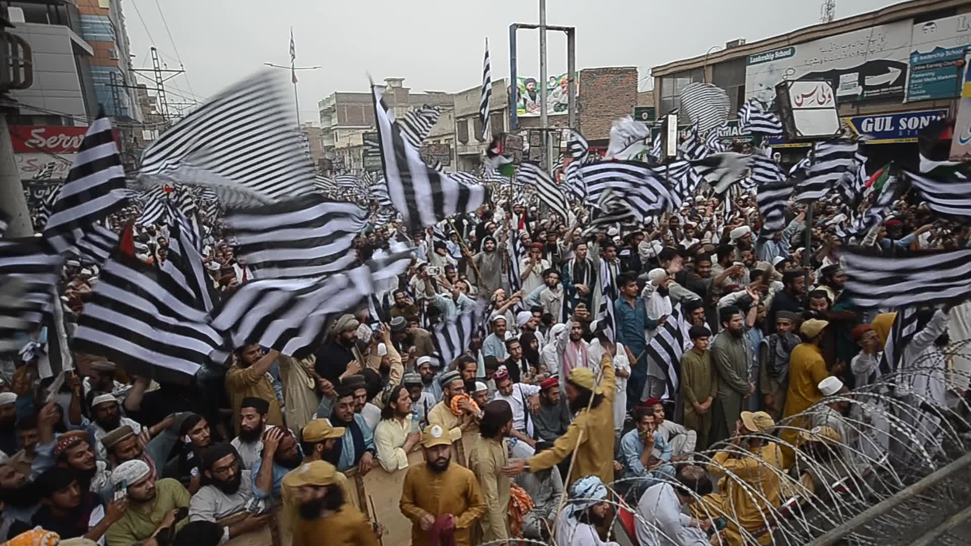 Islamic political party Jamiat Ulma-e-Islam rally against alleged riggings in general elections in Peshawar