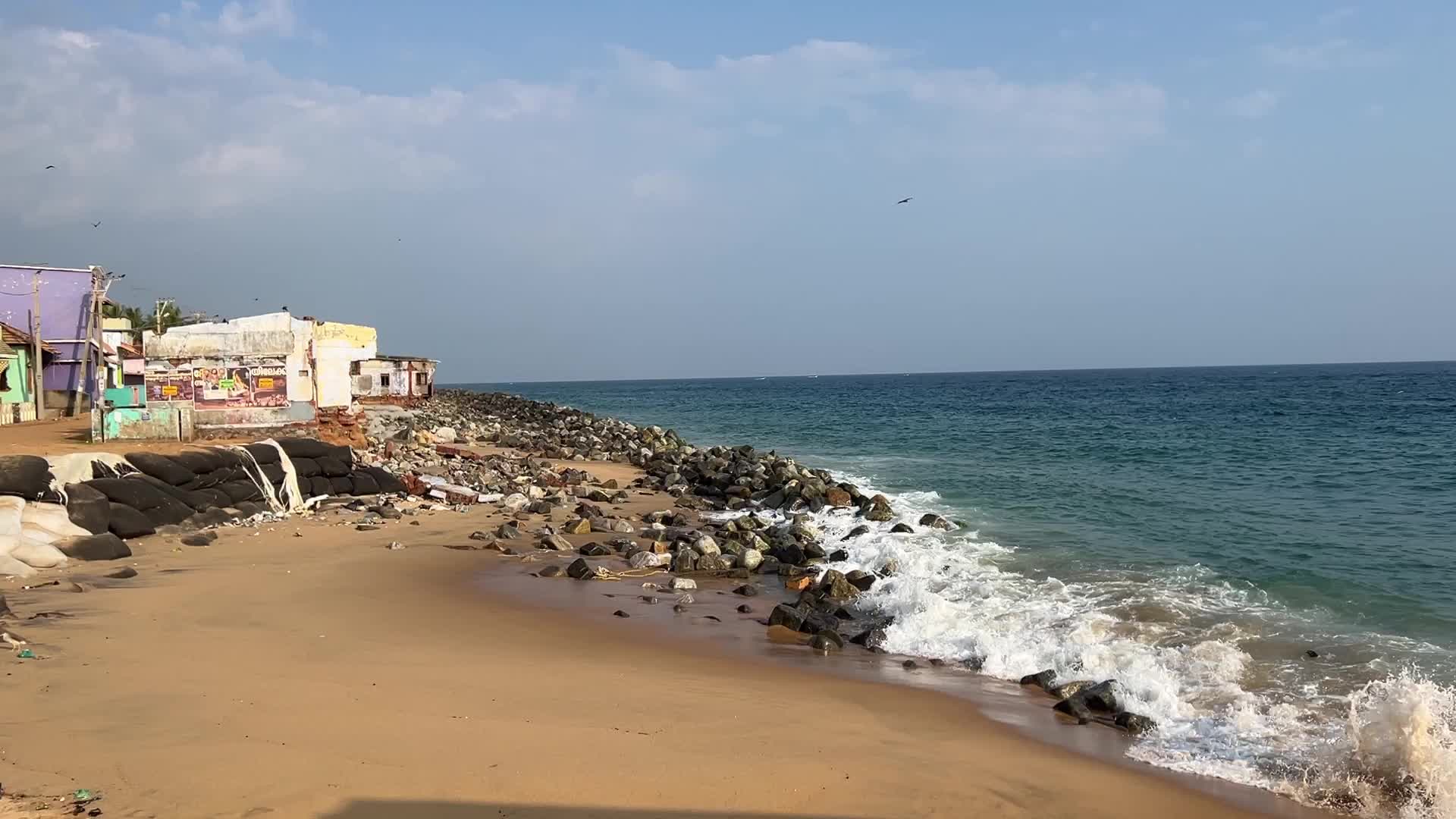Houses destroyed by the ocean tides