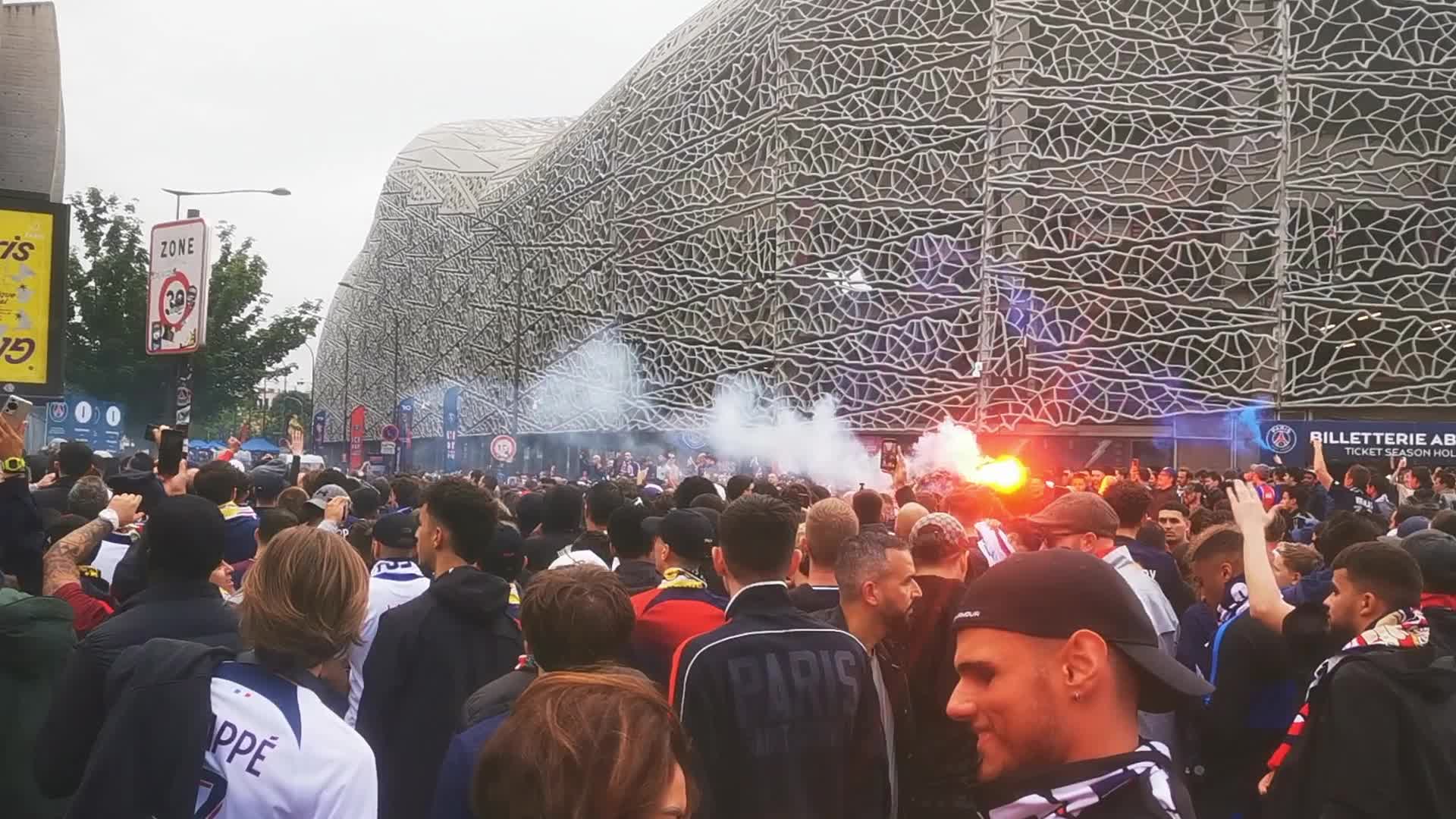 PSG Supporters Before the UEFA Champions League Match