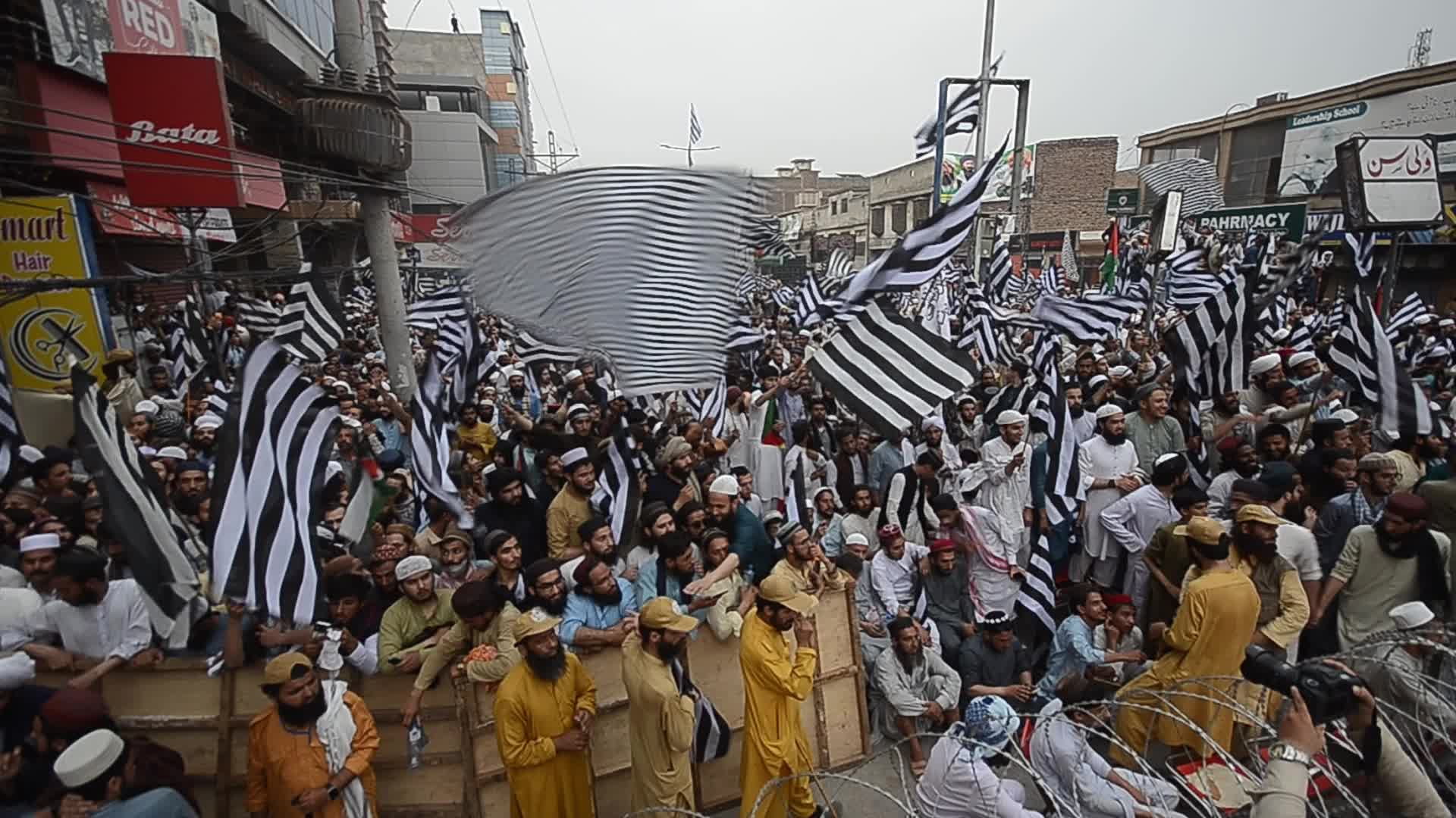 Islamic political party Jamiat Ulma-e-Islam rally against alleged riggings in general elections in Peshawar