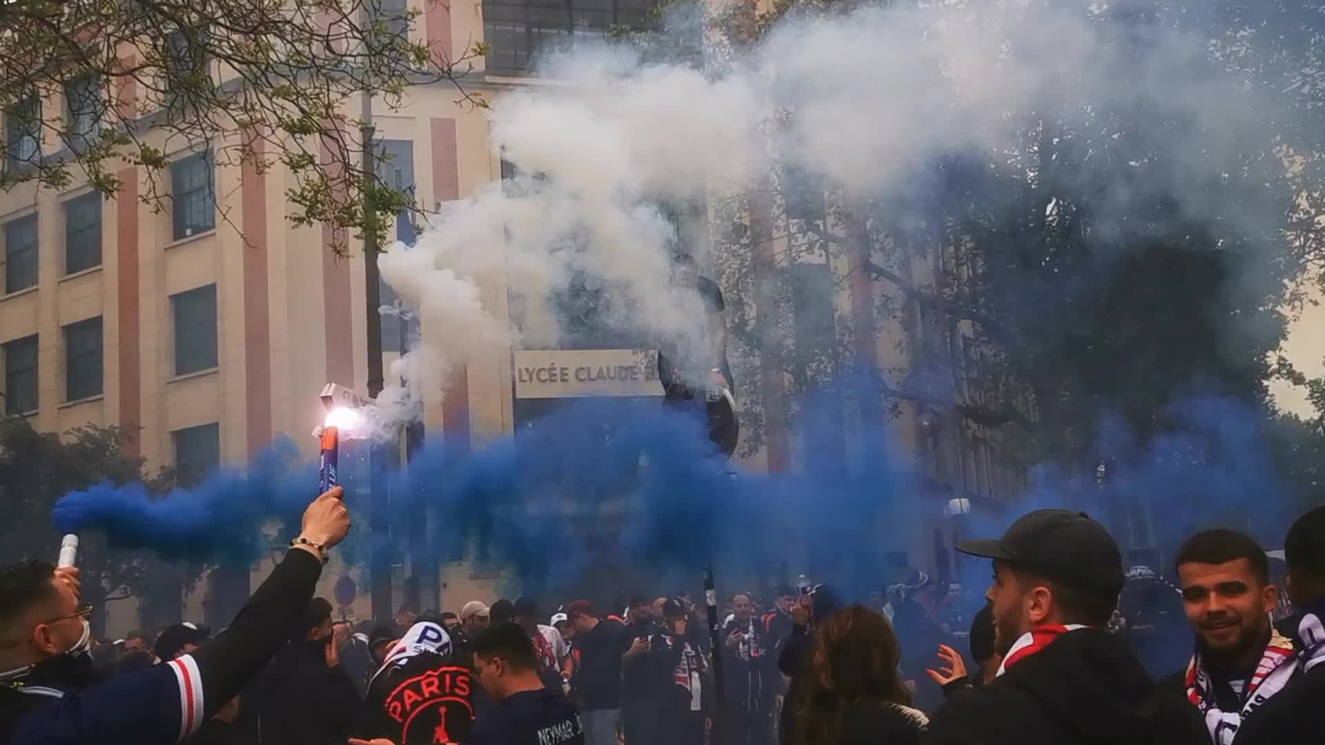 PSG Supporters Before the UEFA Champions League Match