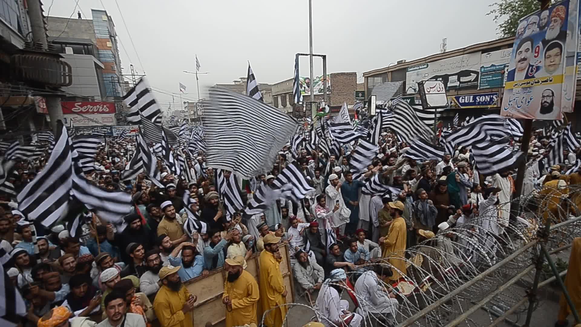 Islamic political party Jamiat Ulma-e-Islam rally against alleged riggings in general elections in Peshawar