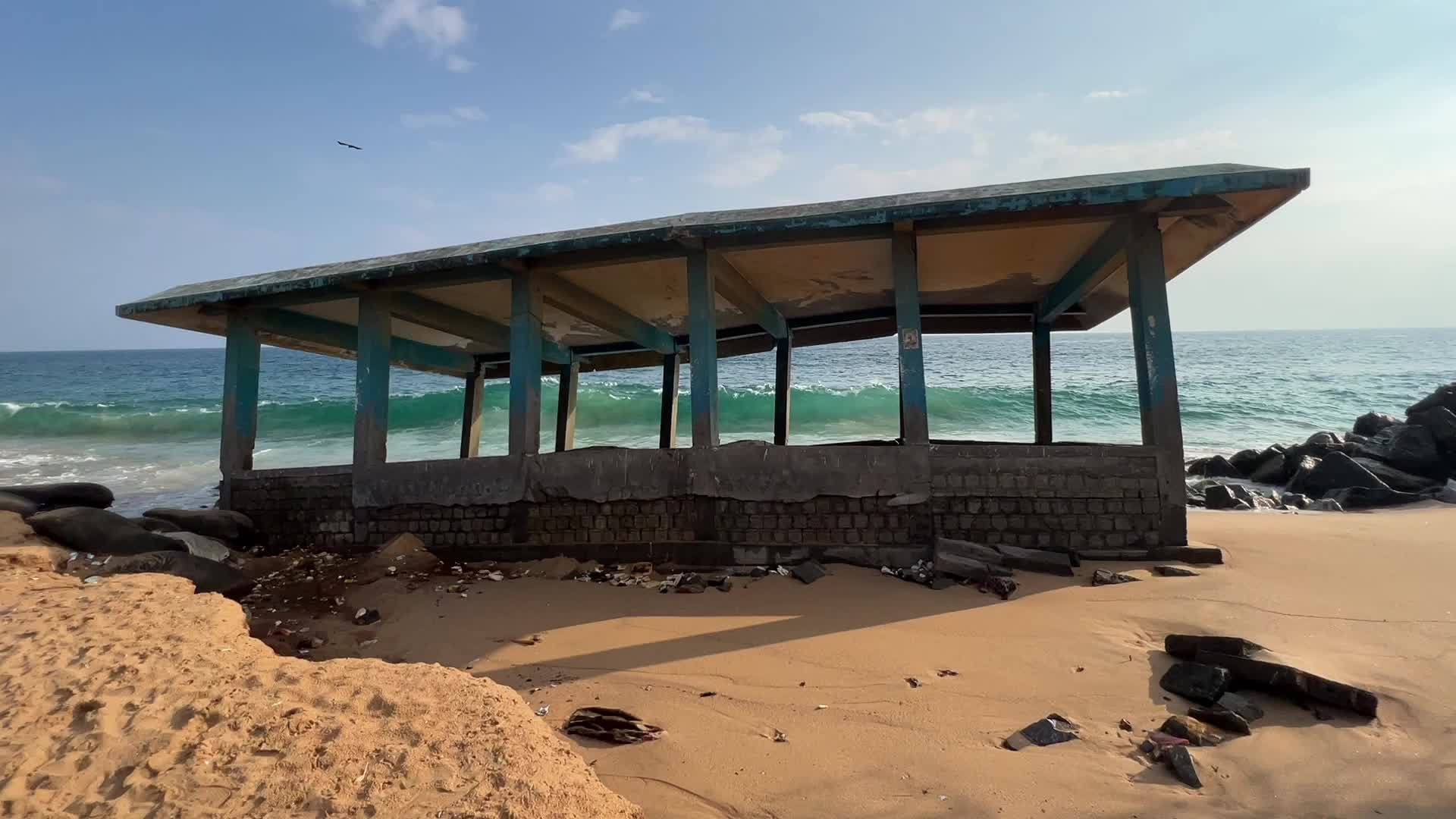 Houses destroyed by the ocean tides