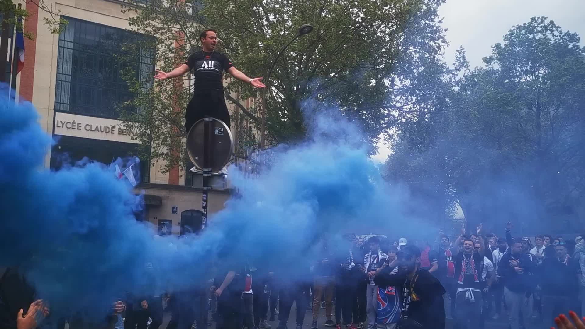 PSG Supporters Before the UEFA Champions League Match