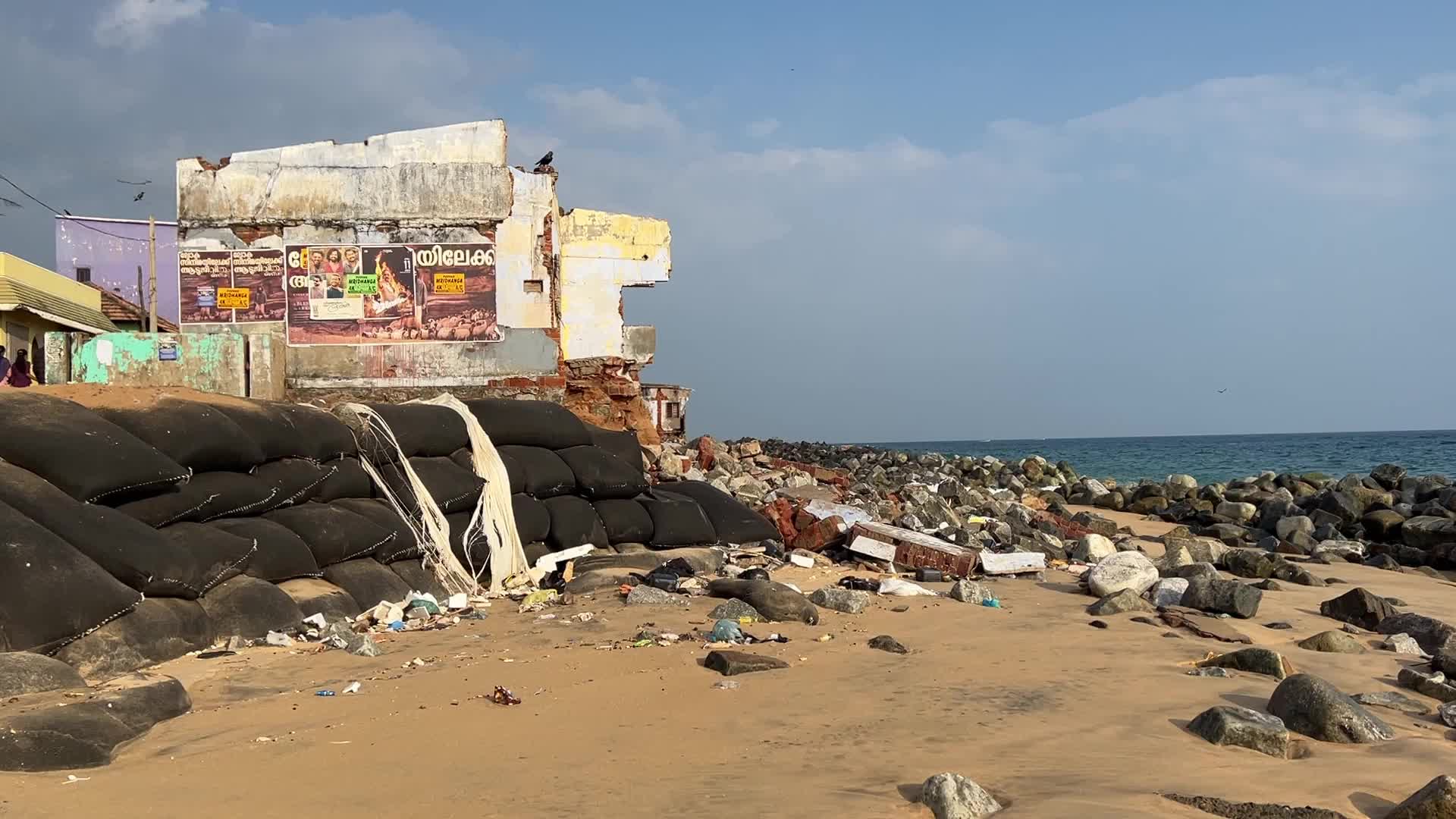 Houses destroyed by the ocean tides