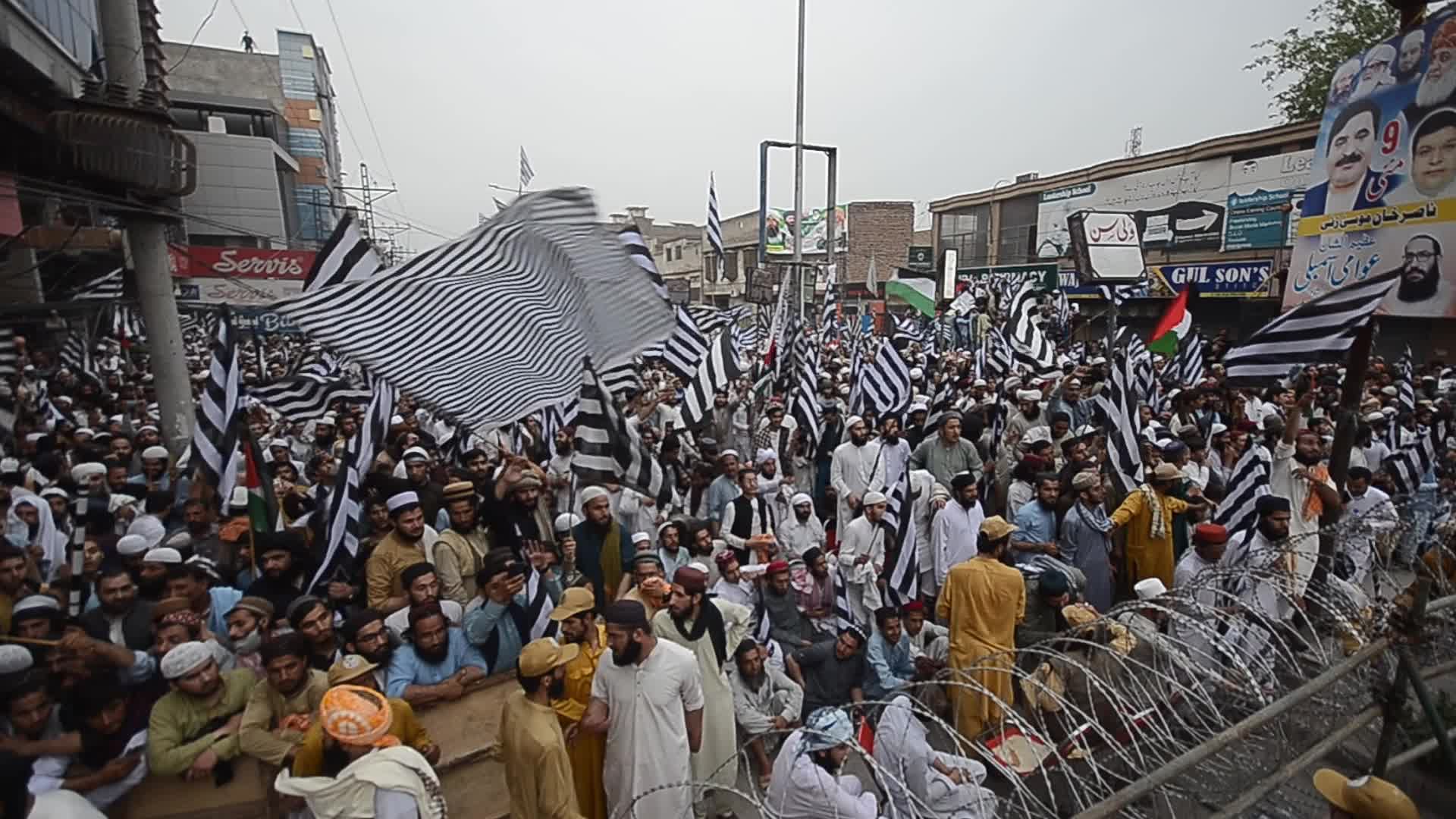Islamic political party Jamiat Ulma-e-Islam rally against alleged riggings in general elections in Peshawar