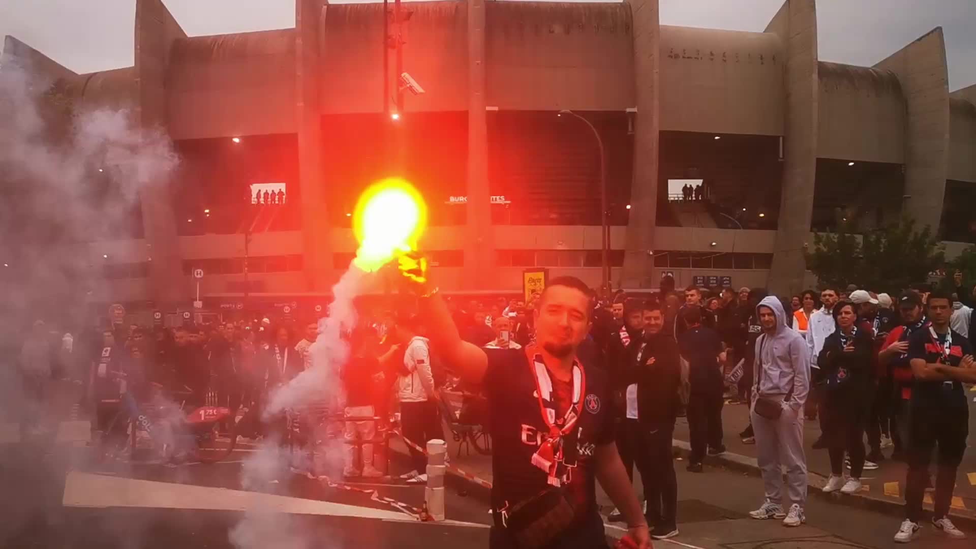 PSG Supporters Before the UEFA Champions League Match