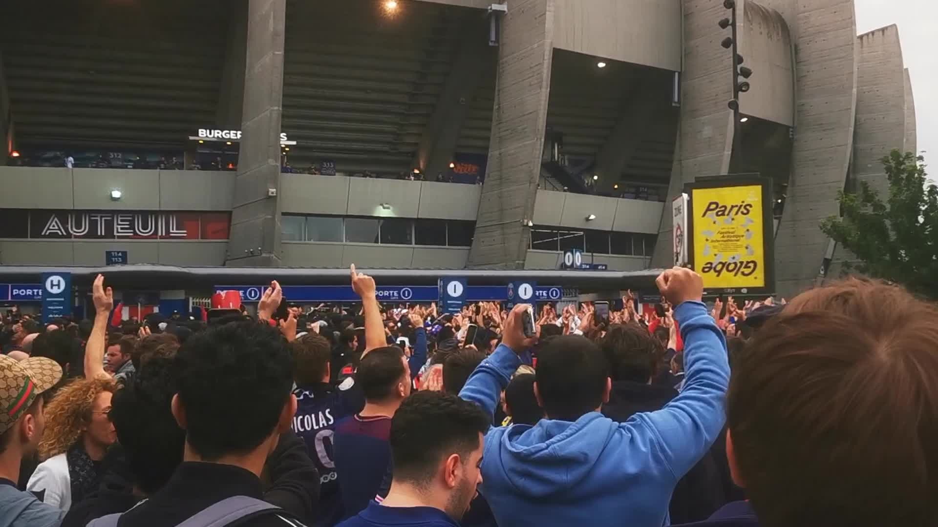 PSG Supporters Before the UEFA Champions League Match