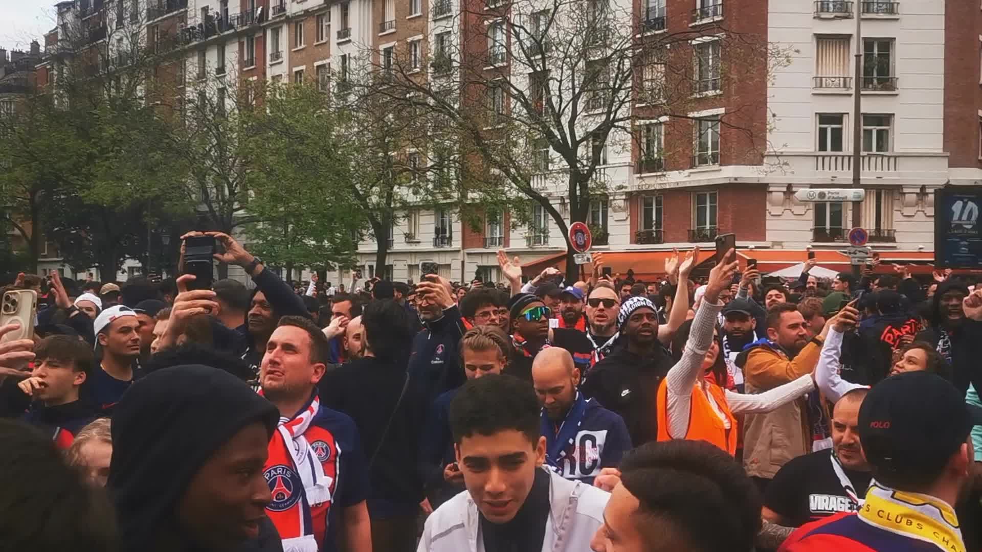 PSG Supporters Before the UEFA Champions League Match