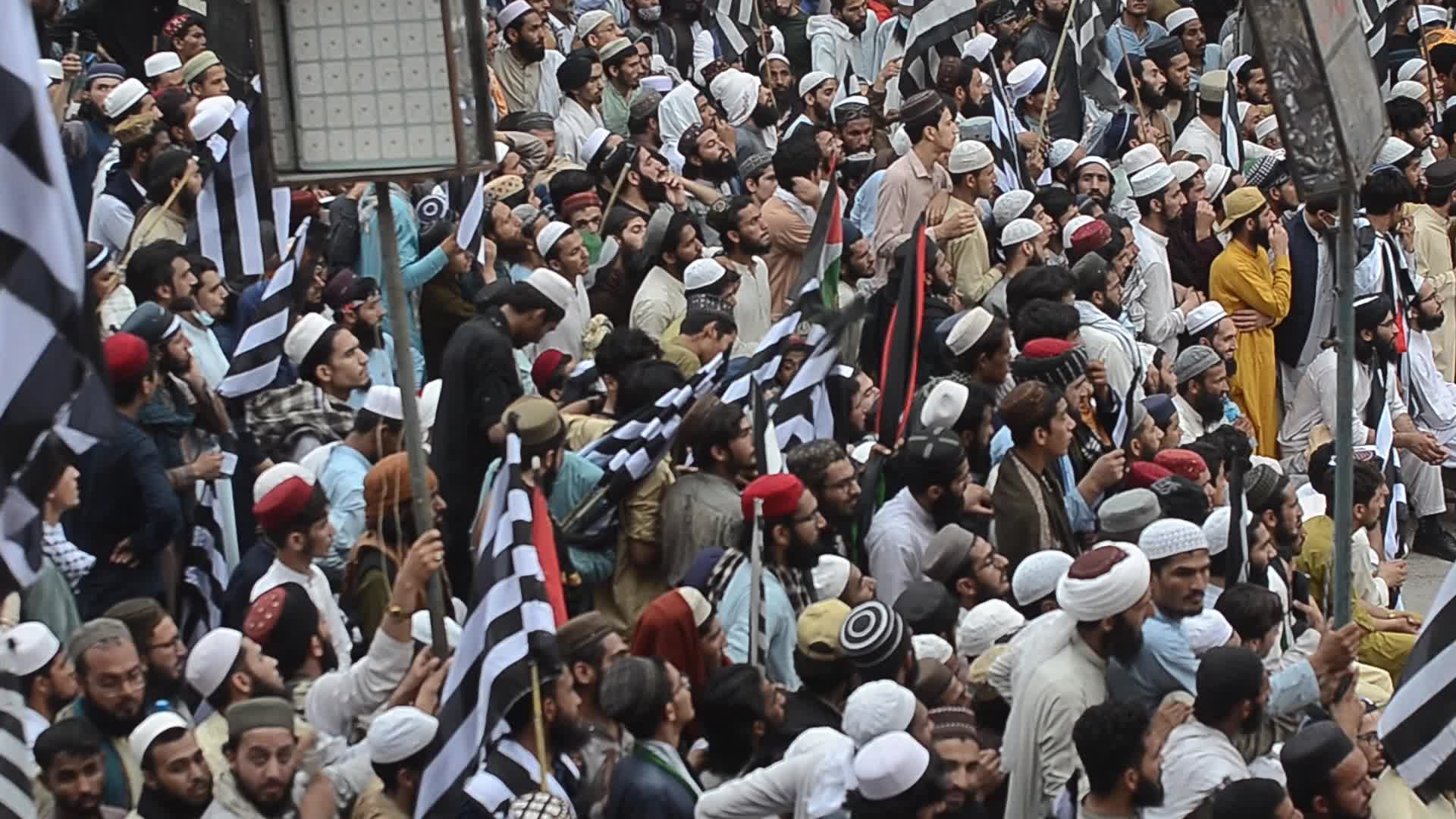 Islamic political party Jamiat Ulma-e-Islam rally against alleged riggings in general elections in Peshawar