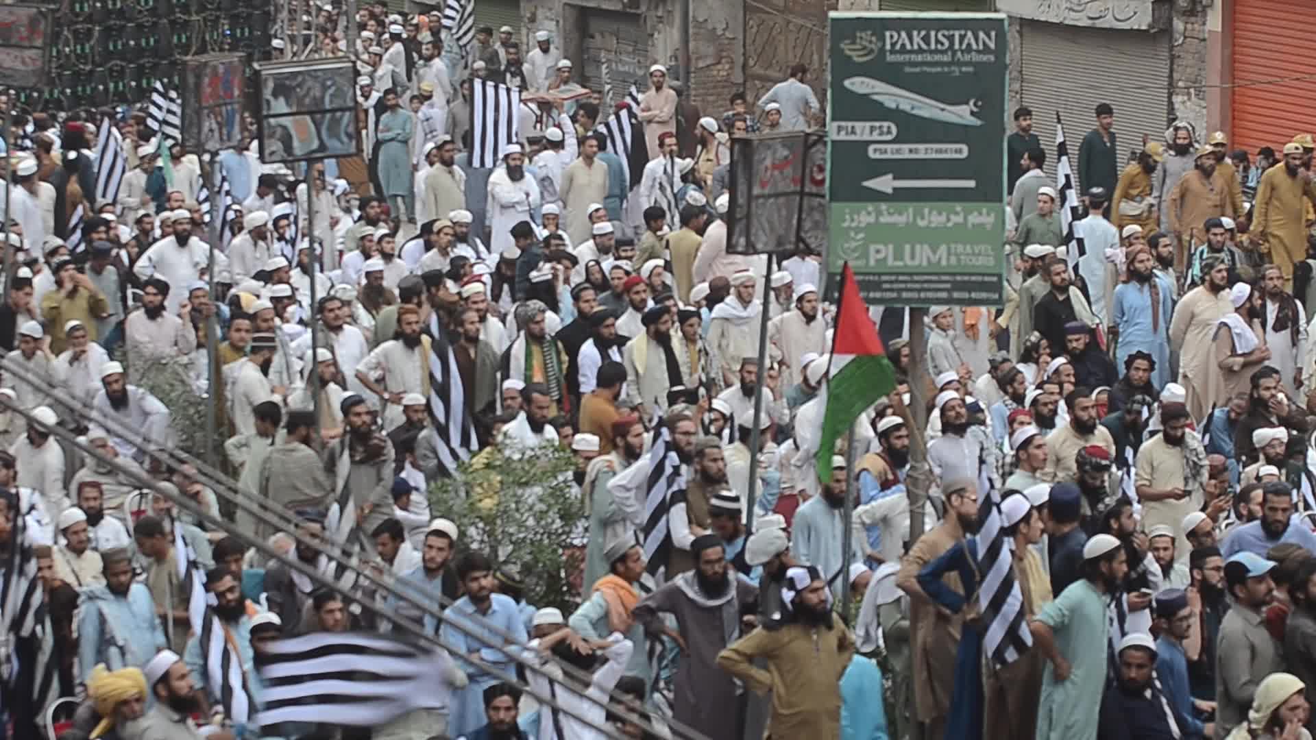 Islamic political party Jamiat Ulma-e-Islam rally against alleged riggings in general elections in Peshawar