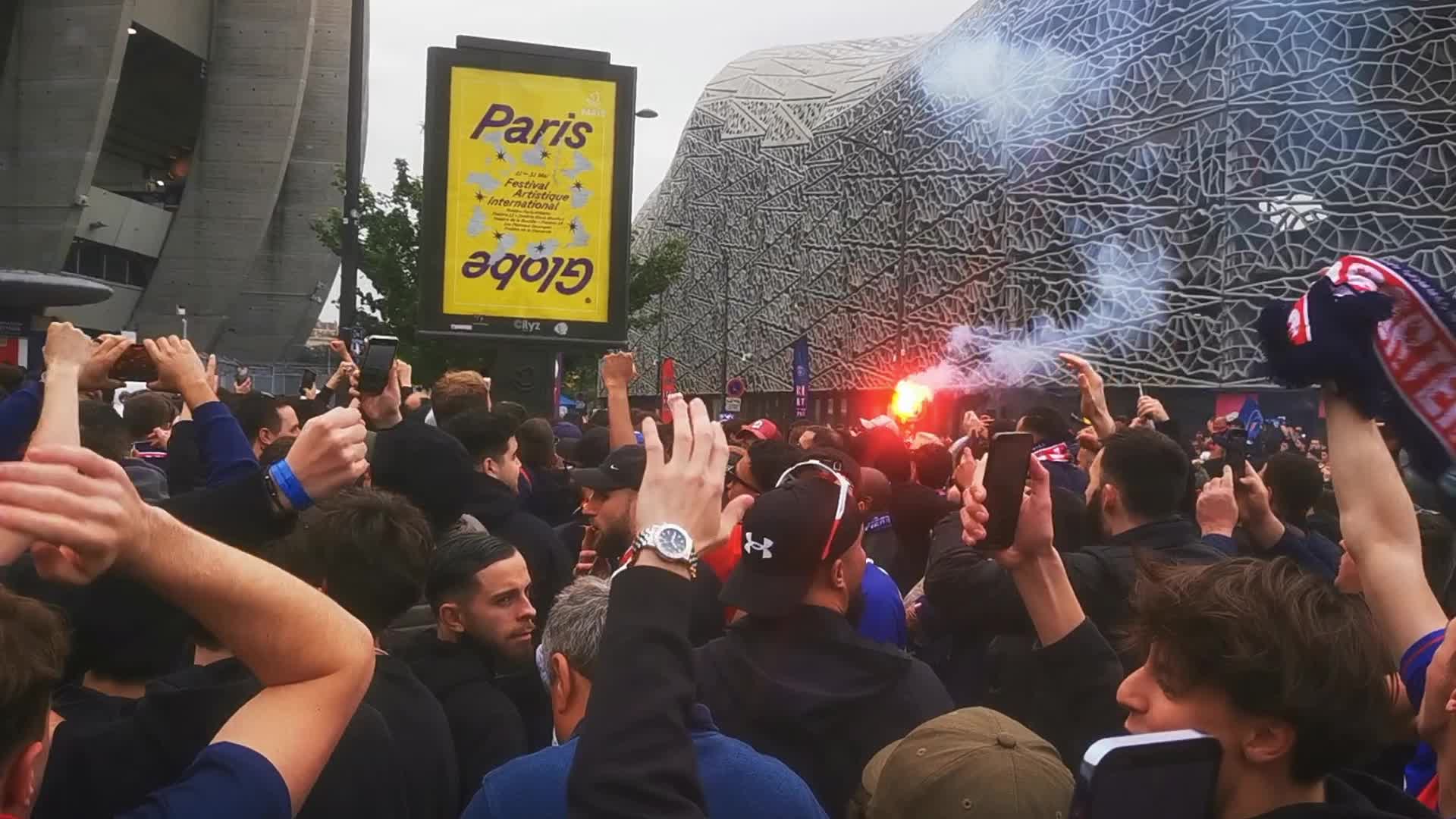 PSG Supporters Before the UEFA Champions League Match