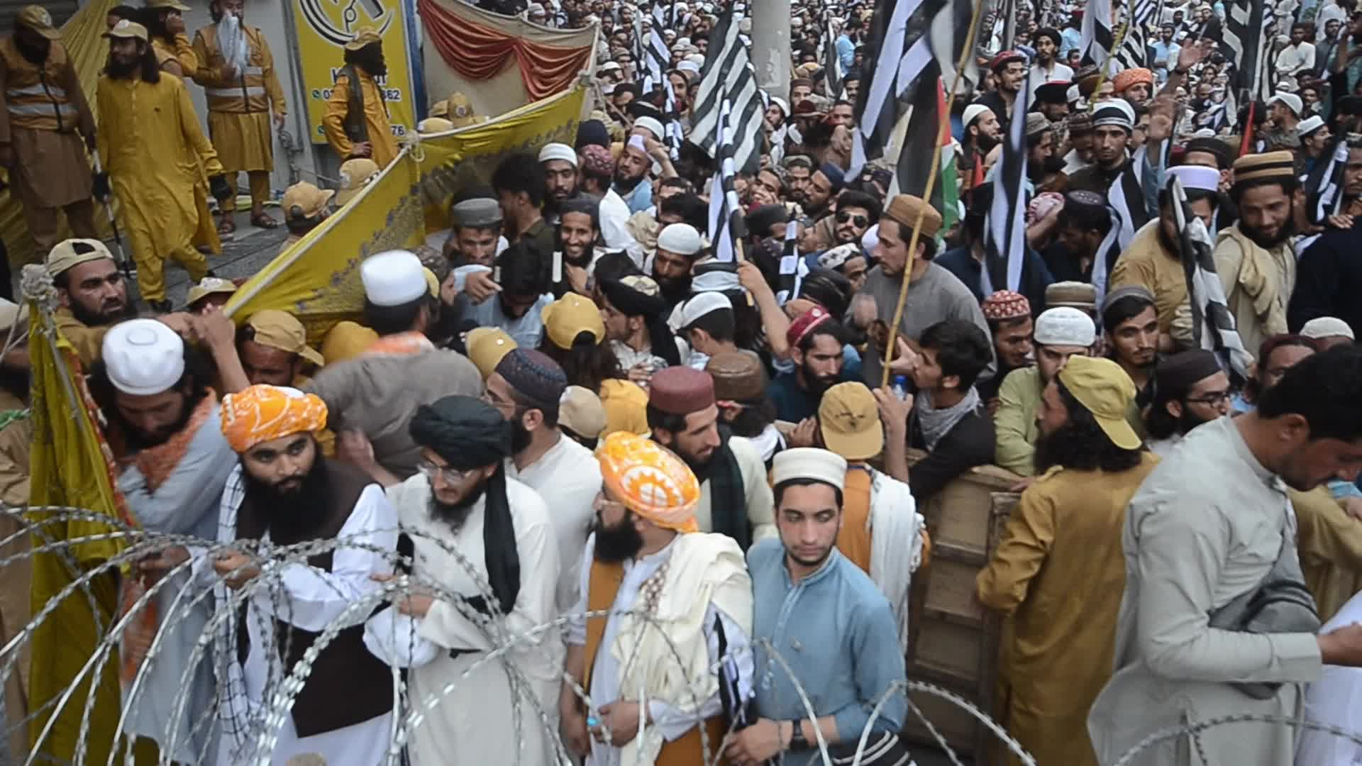 Islamic political party Jamiat Ulma-e-Islam rally against alleged riggings in general elections in Peshawar