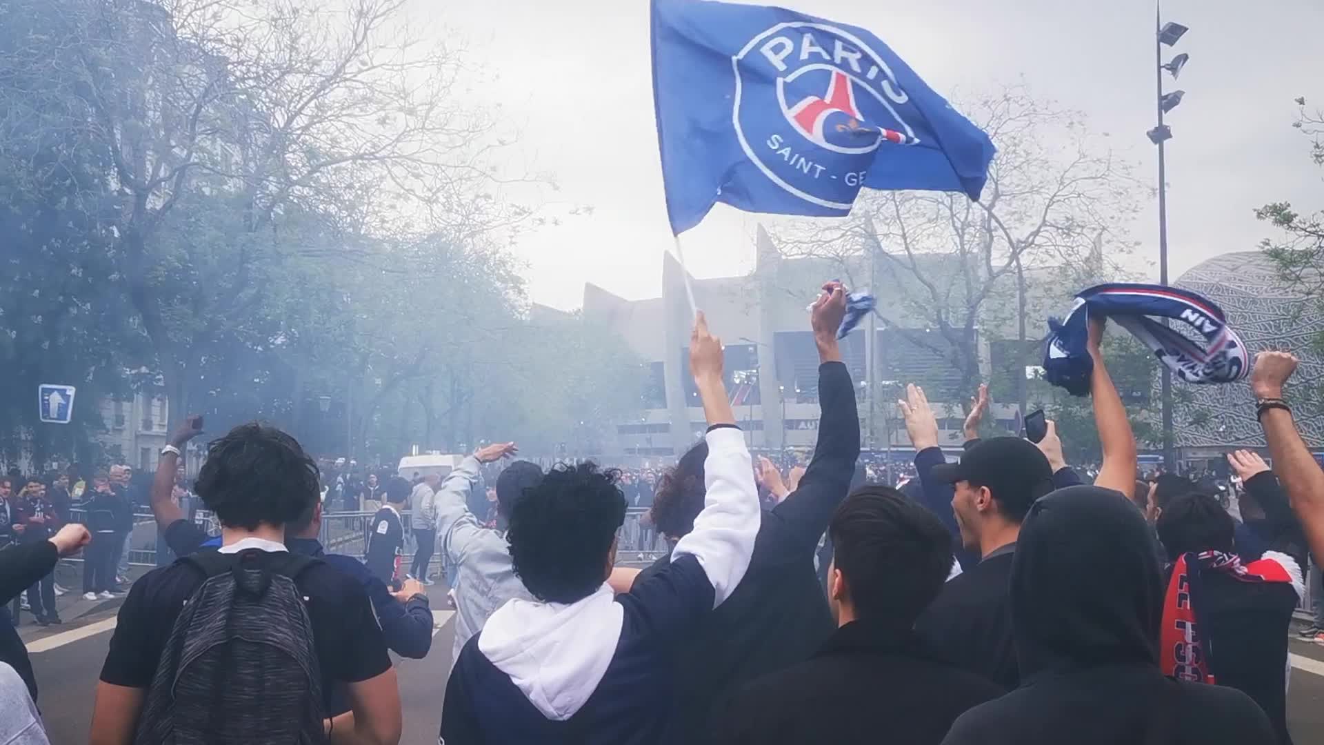 PSG Supporters Before the UEFA Champions League Match