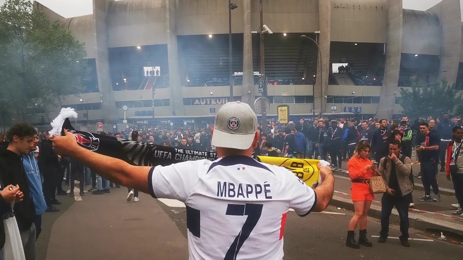 PSG Supporters Before the UEFA Champions League Match