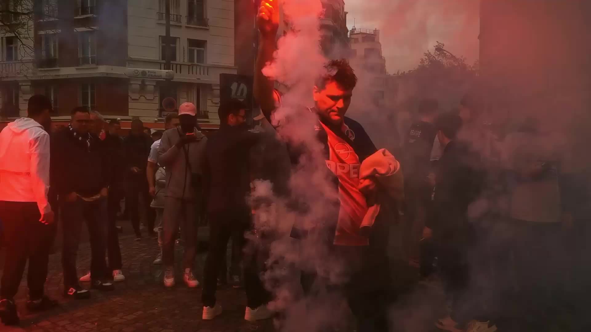 PSG Supporters Before the UEFA Champions League Match