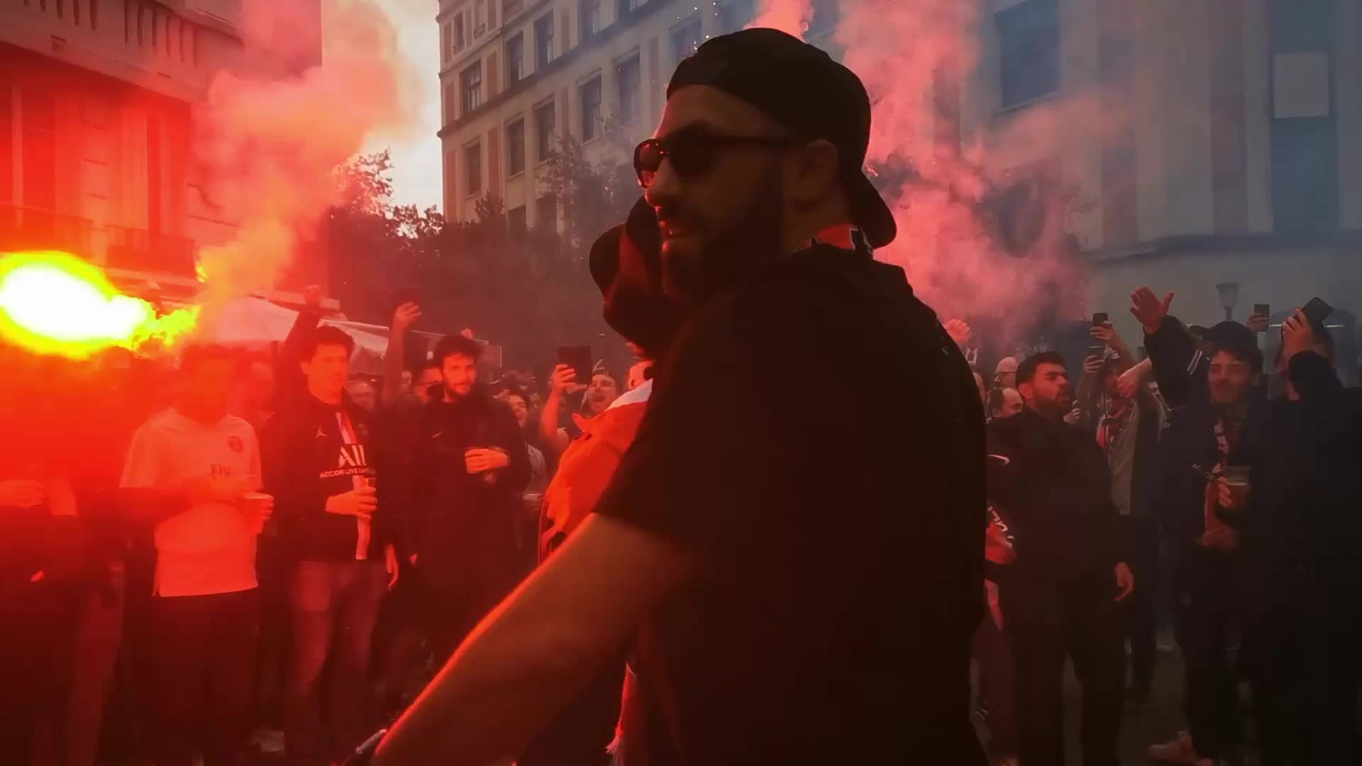PSG Supporters Before the UEFA Champions League Match