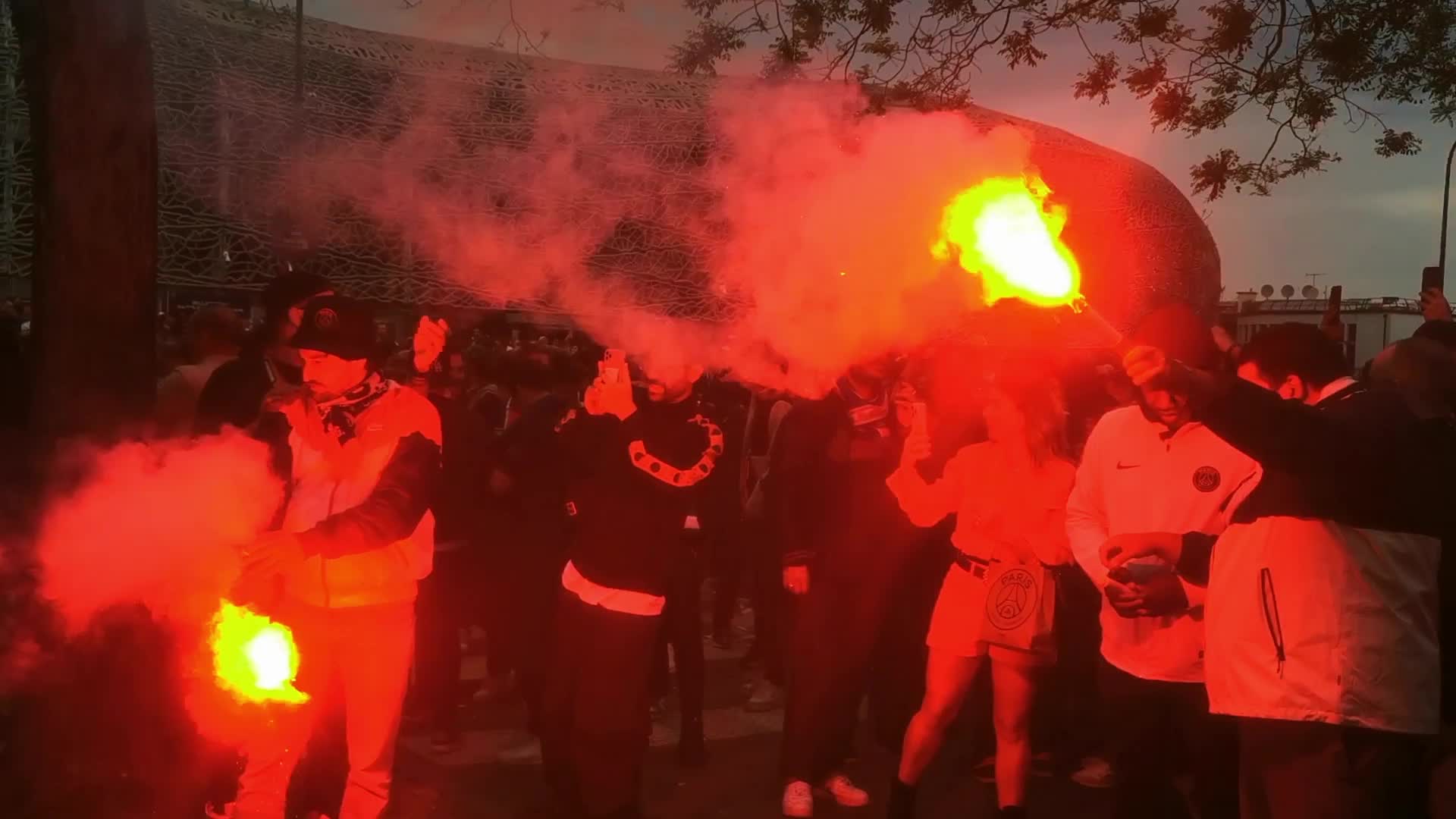 PSG Supporters Before the UEFA Champions League Match