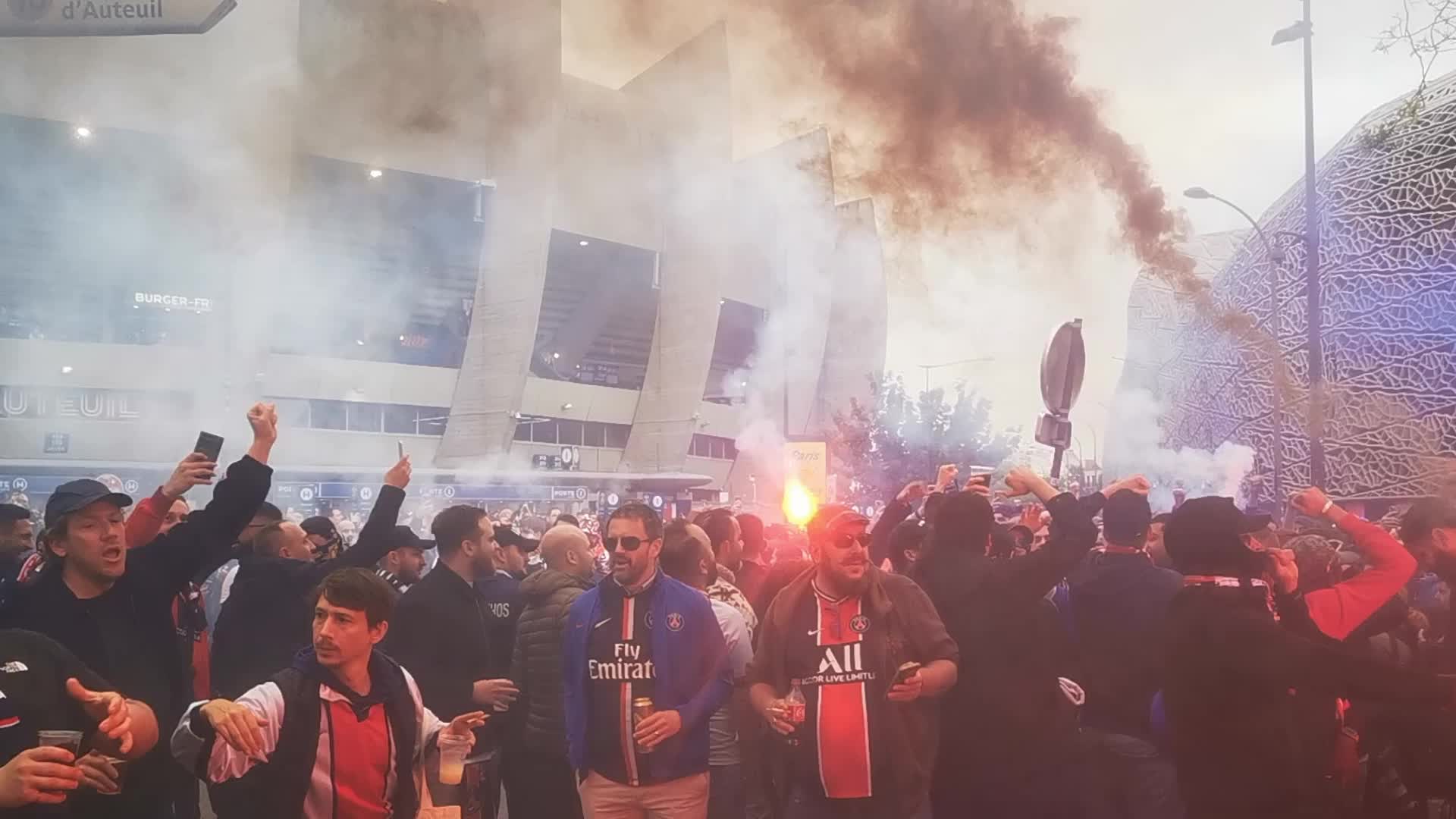PSG Supporters Before the UEFA Champions League Match
