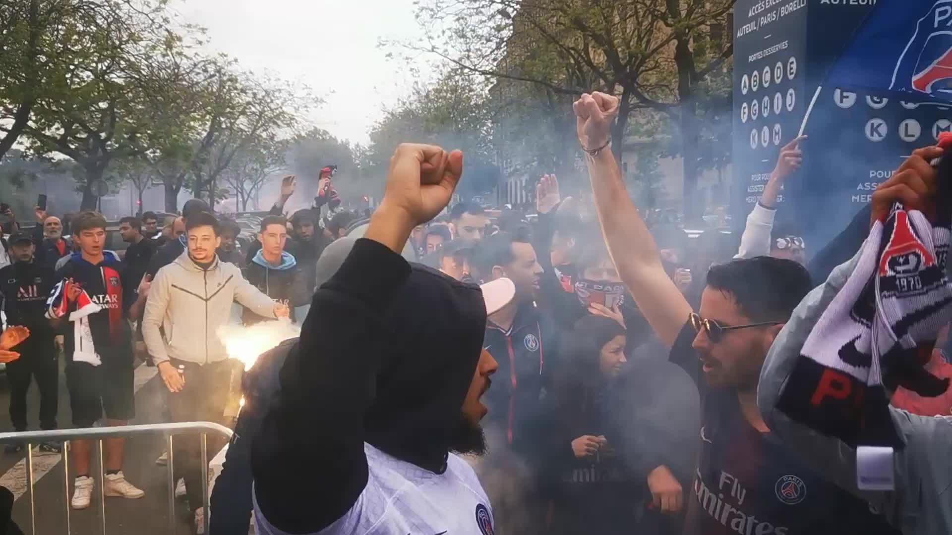 PSG Supporters Before the UEFA Champions League Match