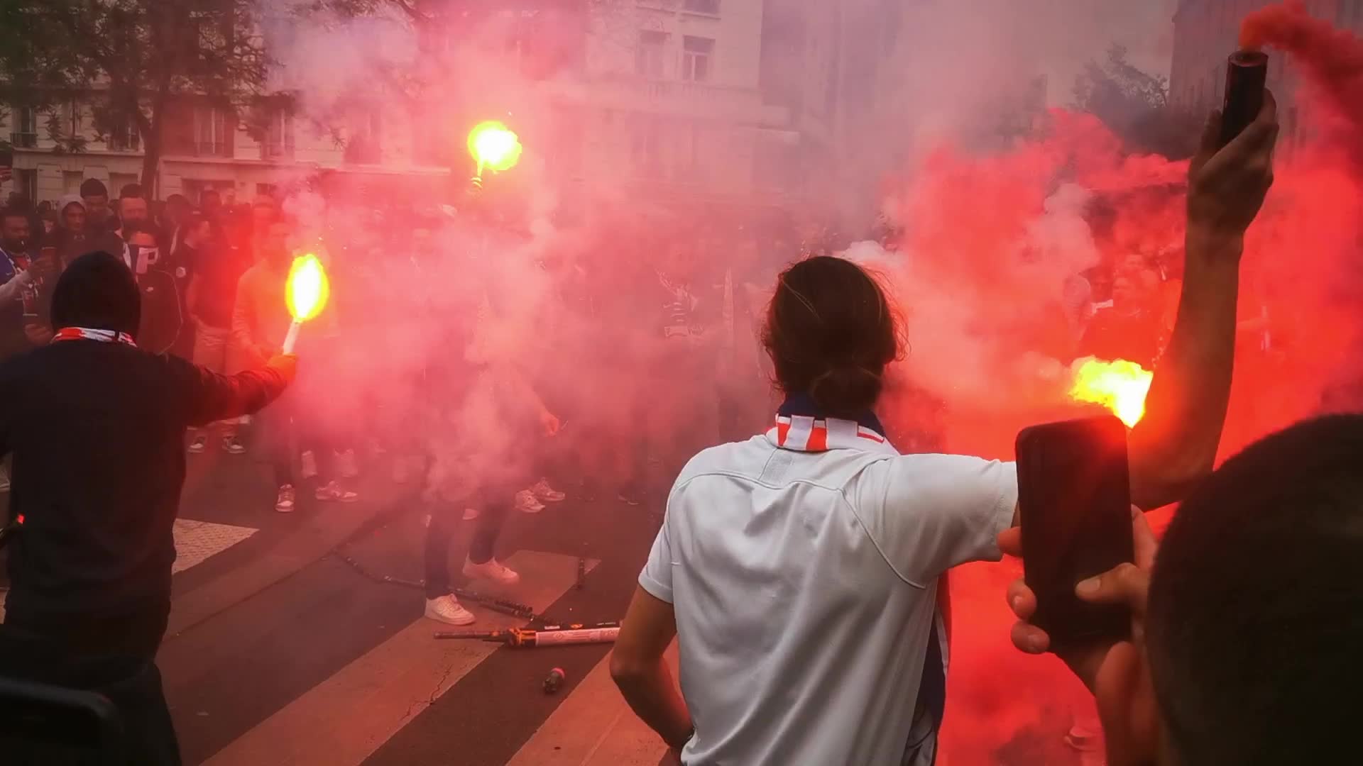 PSG Supporters Before the UEFA Champions League Match
